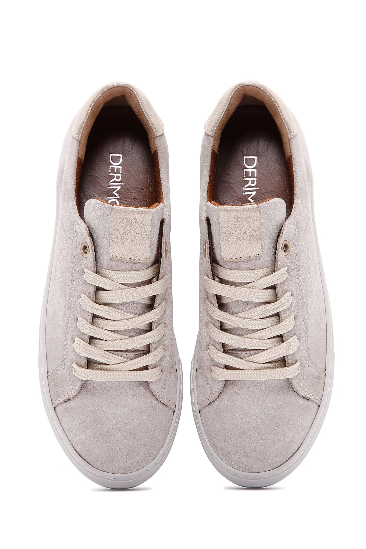 Kadın Bej Süet Deri Kalın Tabanlı Sneaker - Image 6