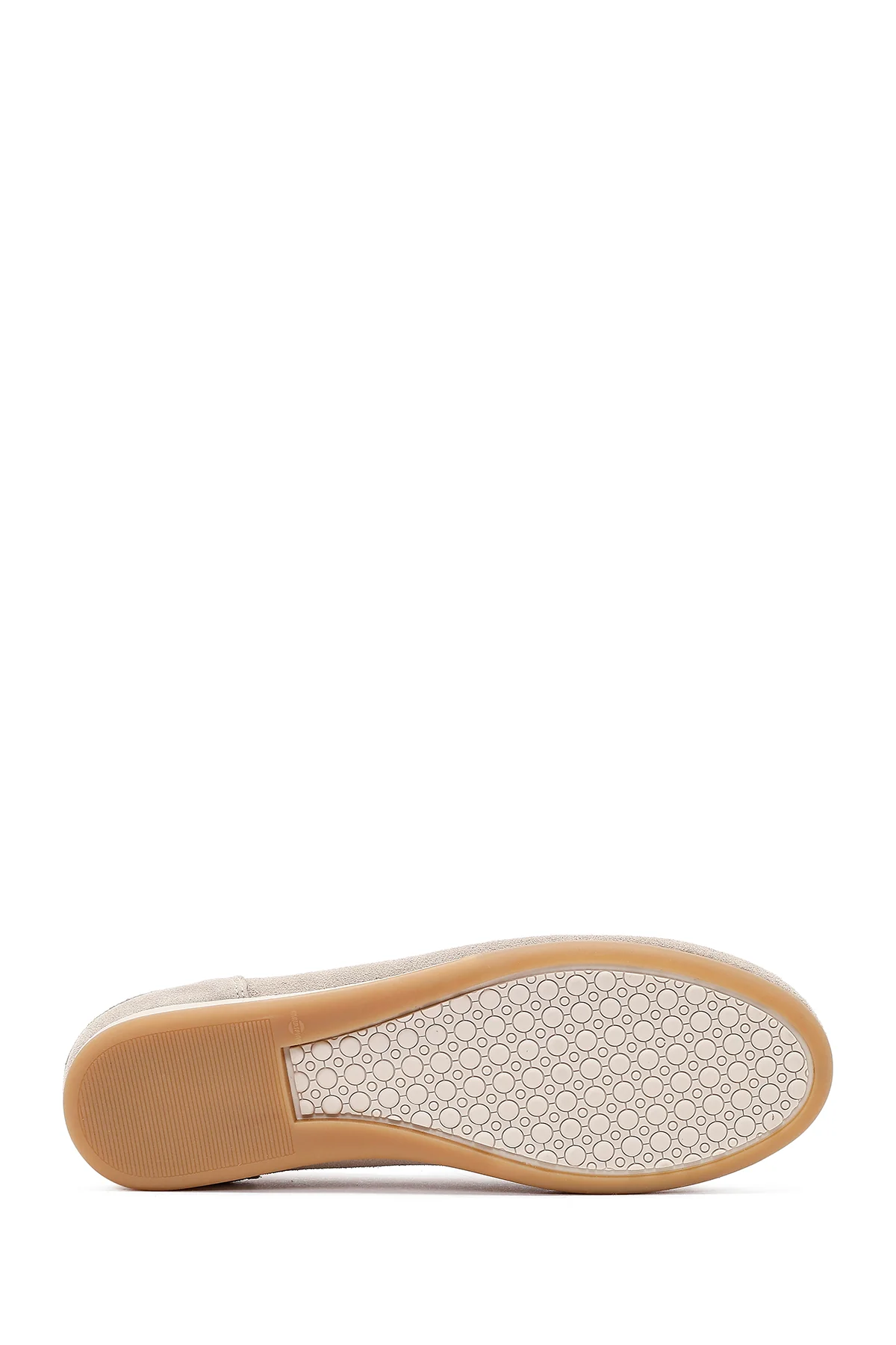 Kadın Bej Süet Deri Loafer - Image 5