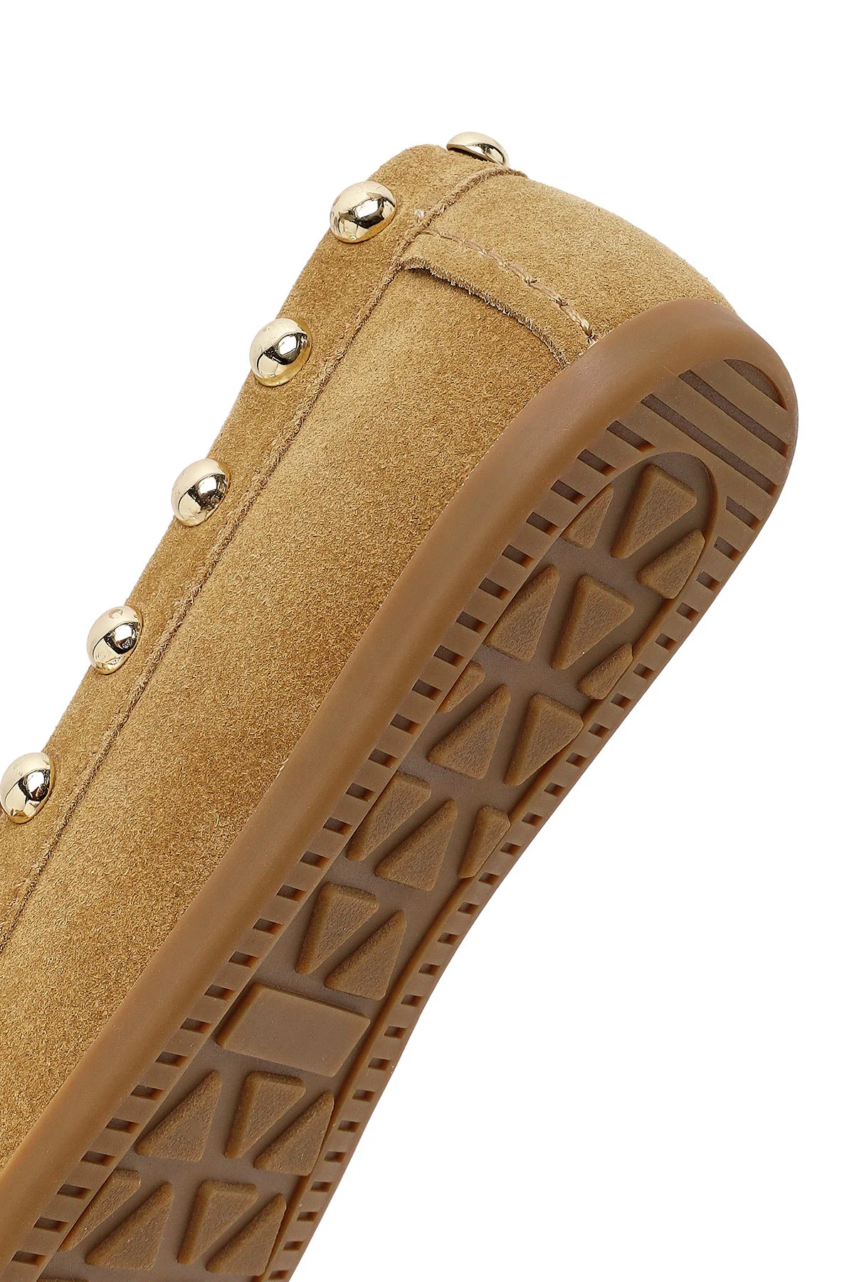 Kadın Bej Süet Deri Loafer - Image 8