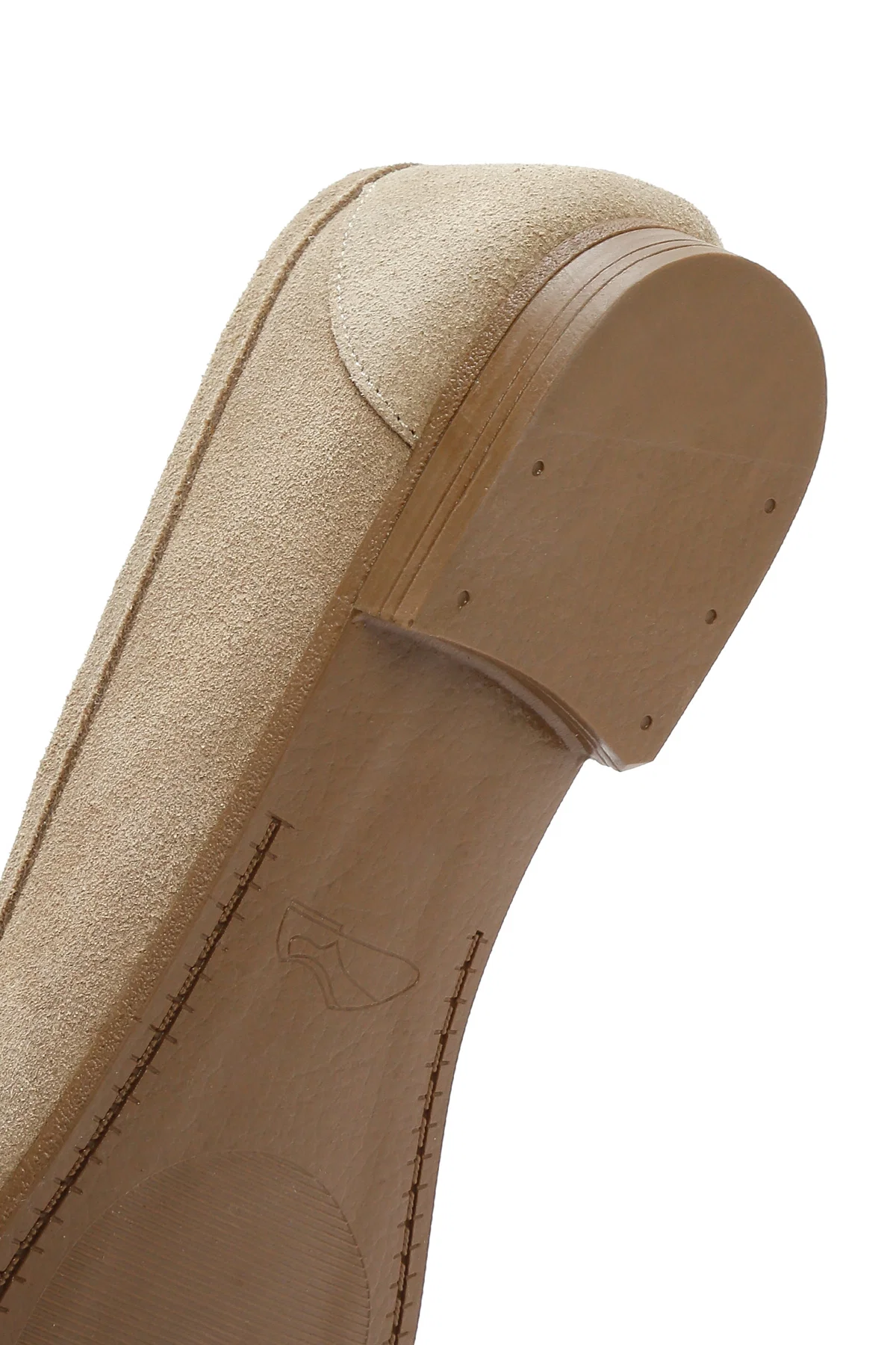 Kadın Bej Süet Deri Maskülen Loafer - Image 9