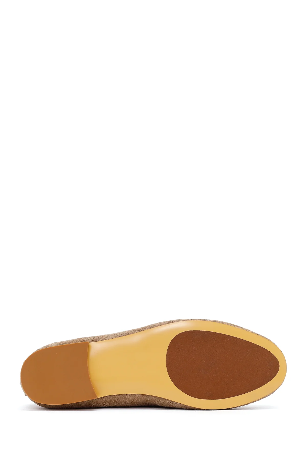 Kadın Bej Süet Deri Maskülen Loafer - Image 5