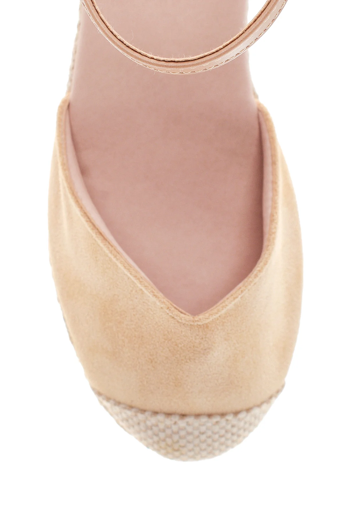 Kadın Bej Süet Dolgu Topuk Espadril Sandalet - Image 5