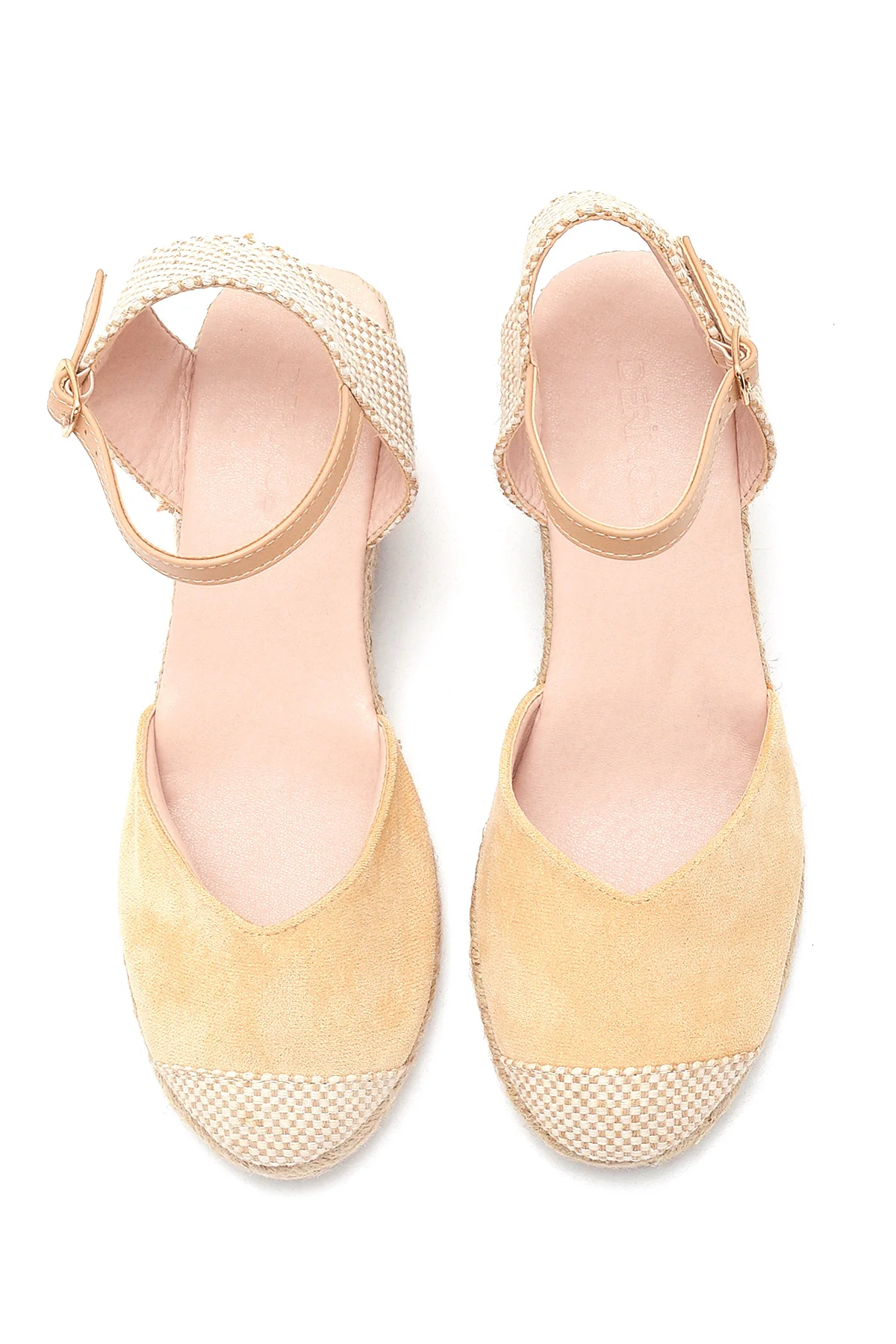 Kadın Bej Süet Dolgu Topuk Espadril Sandalet - Image 6