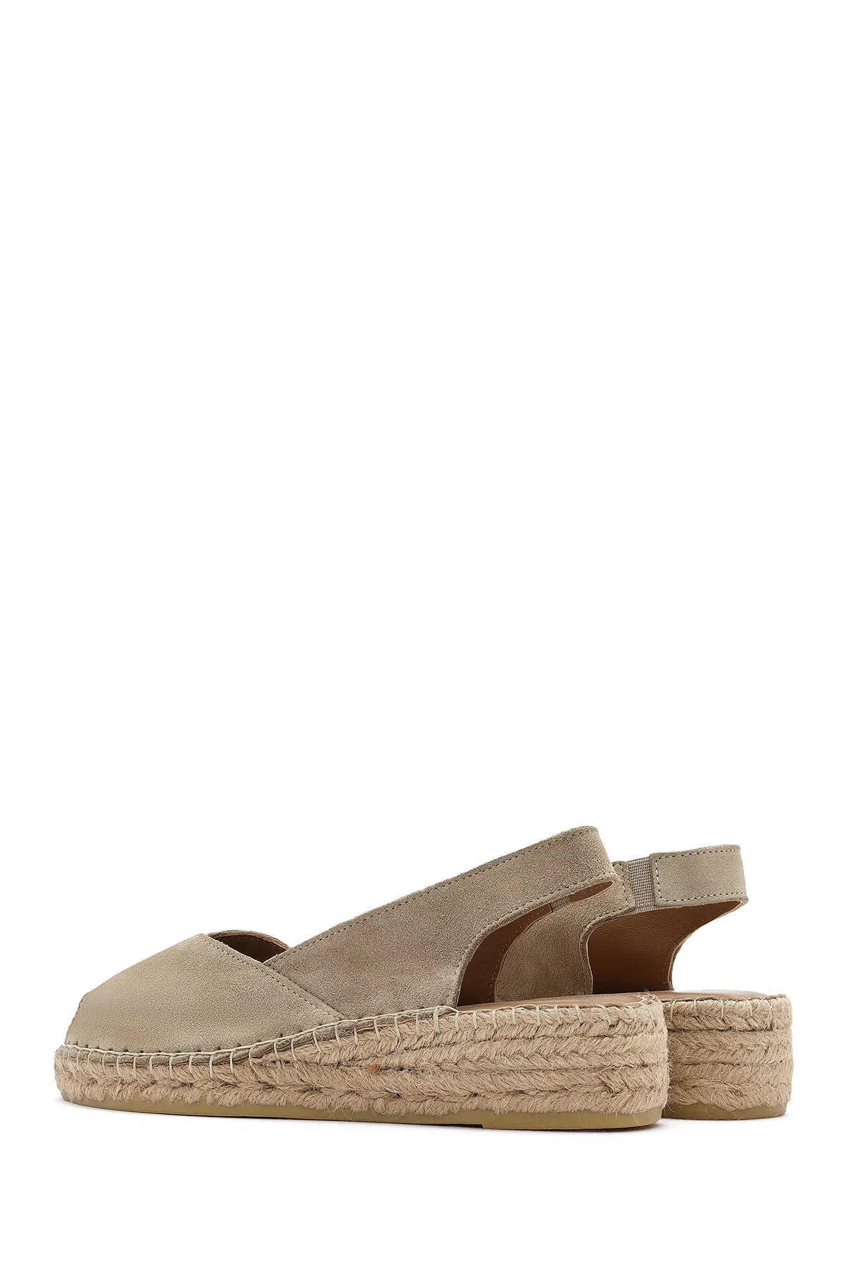 Kadın Bej Süet Espadril Sandalet - Image 5