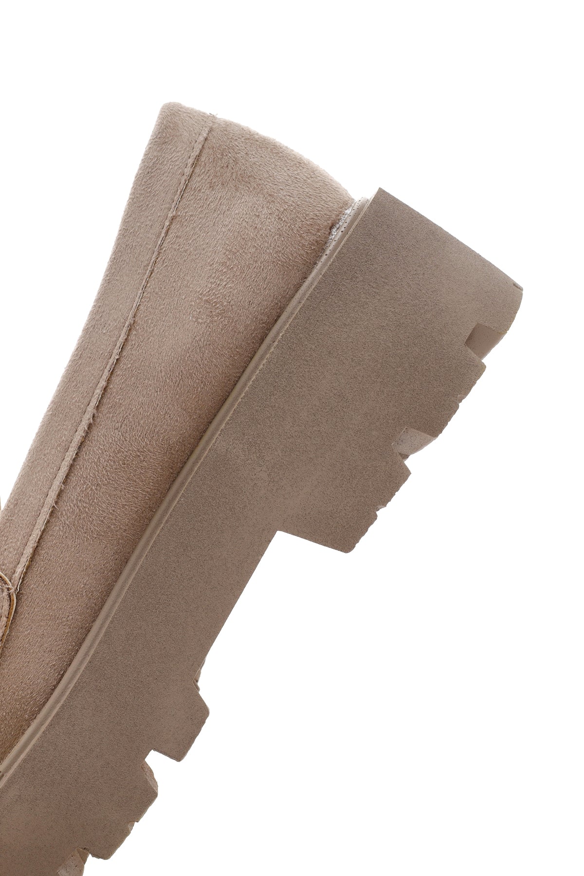 Kadın Bej Süet Tokalı Maskülen Loafer - Image 8