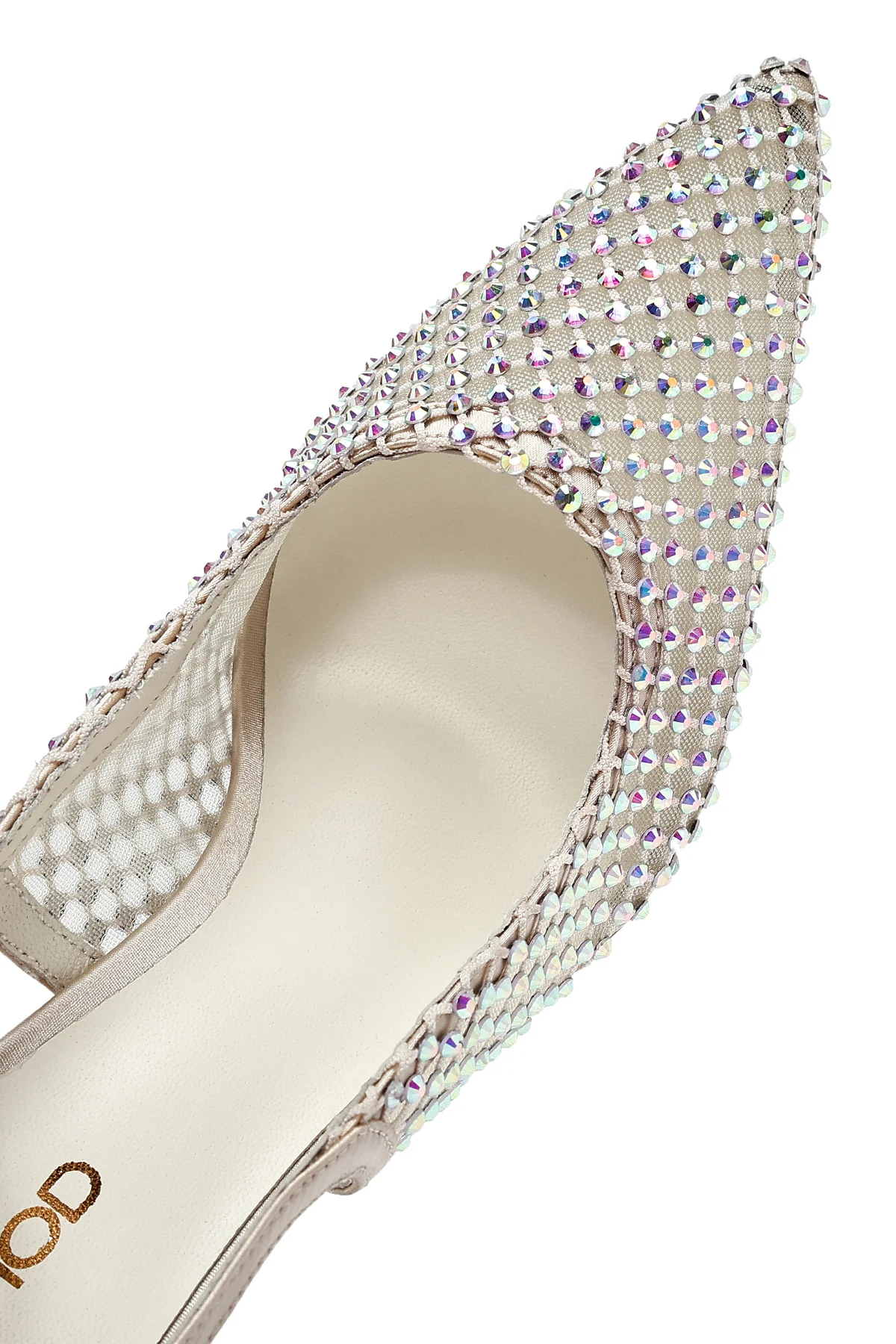 Kadın Bej Taşlı Arkası Açık İnce Topuklu Deri Ayakkabı - Image 11