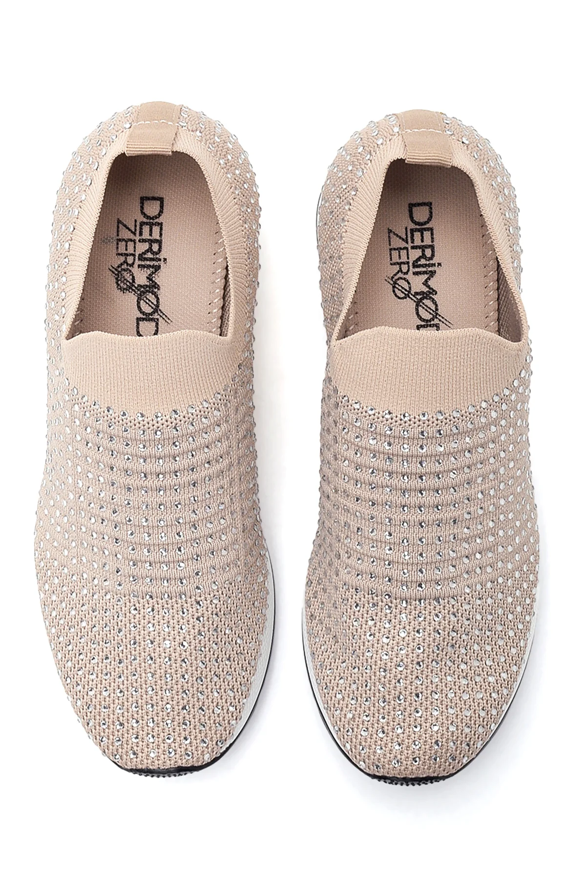 Kadın Bej Taşlı Sneaker - Image 7