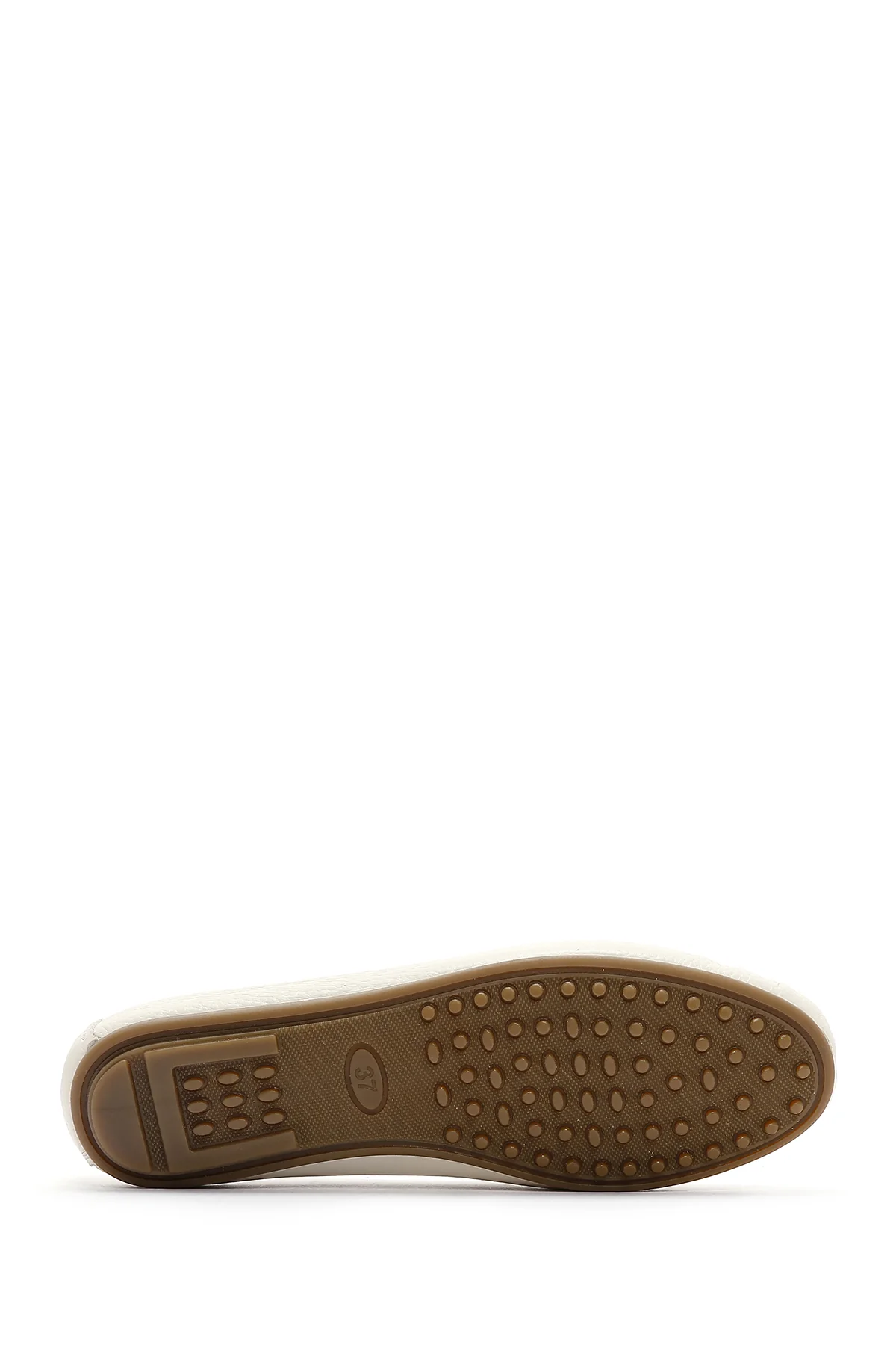 Kadın Bej Toka Detaylı Deri Casual Loafer - Image 4