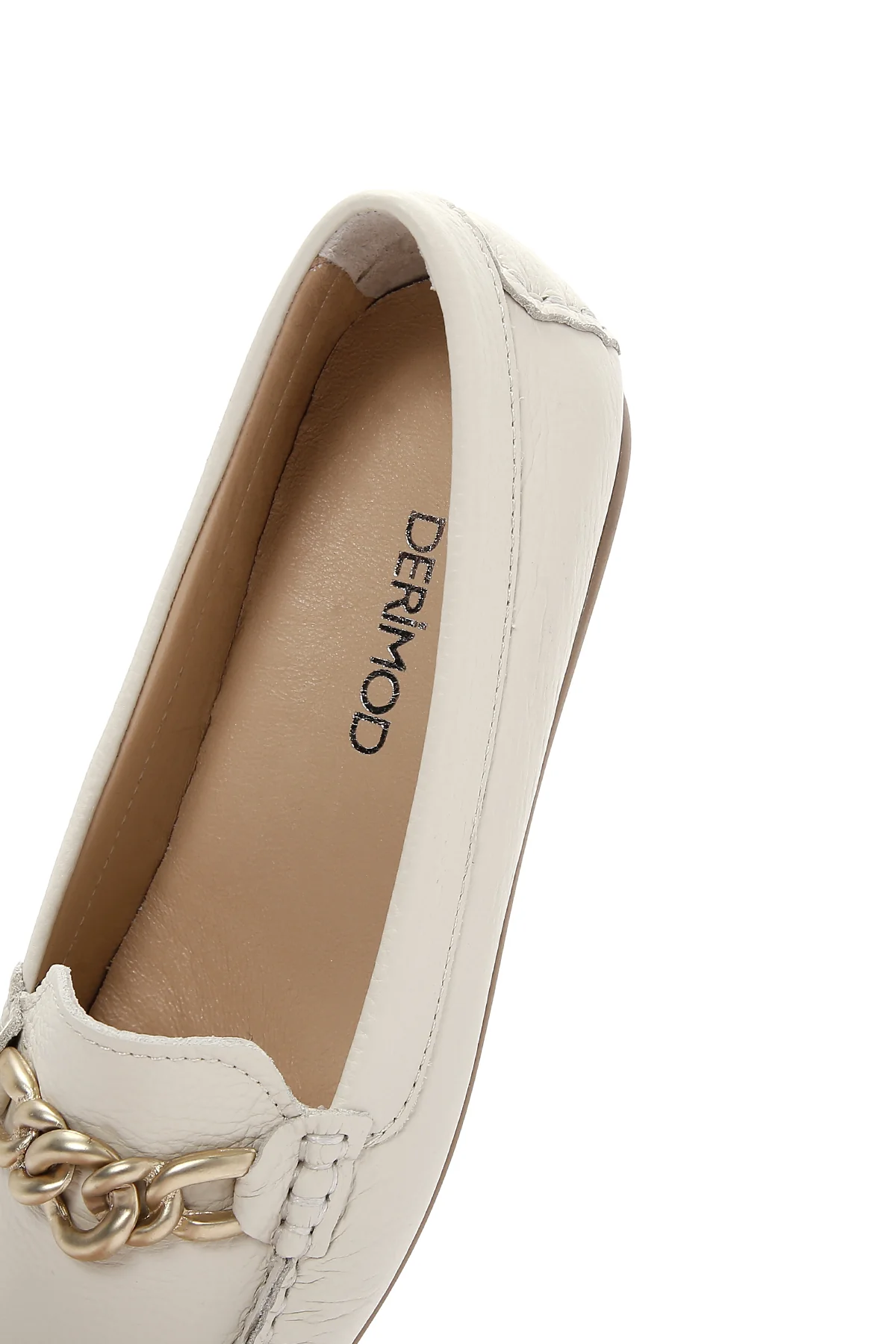 Kadın Bej Toka Detaylı Deri Casual Loafer - Image 7