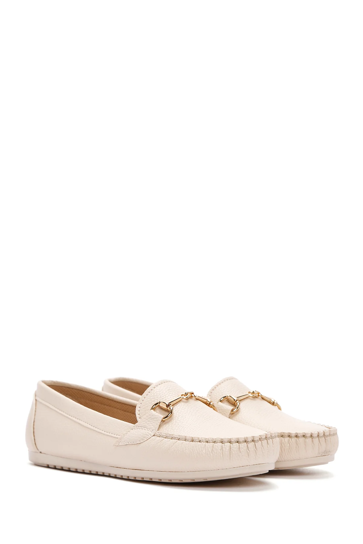 Kadın Bej Toka Detaylı Loafer - Image 3
