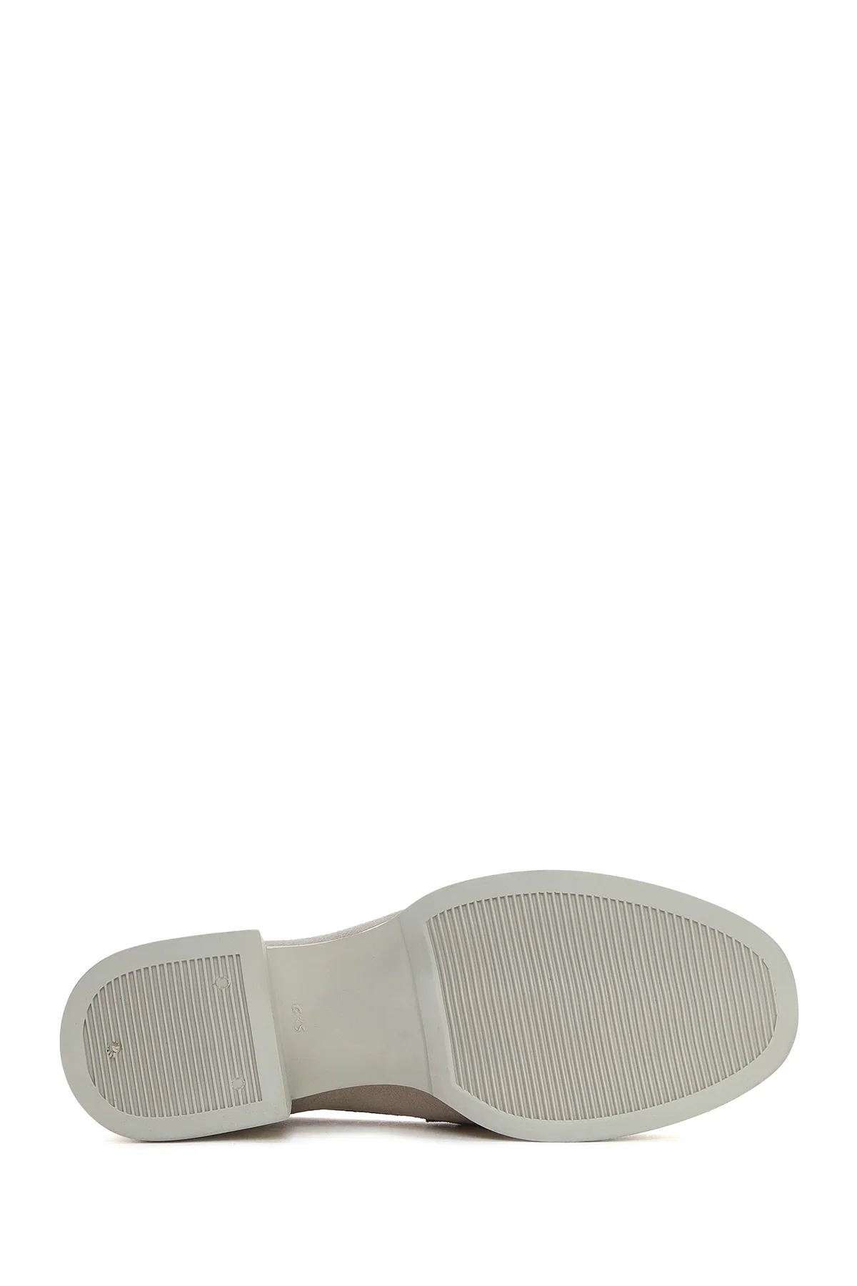 Kadın Bej Tokalı Kalın Topuklu Süet Deri Maskülen Loafer - Image 6