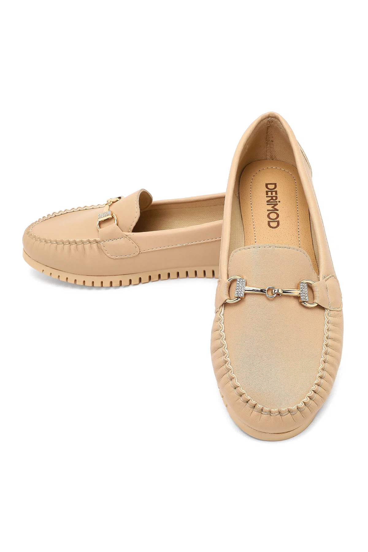Kadın Bej Tokalı Loafer - Image 10