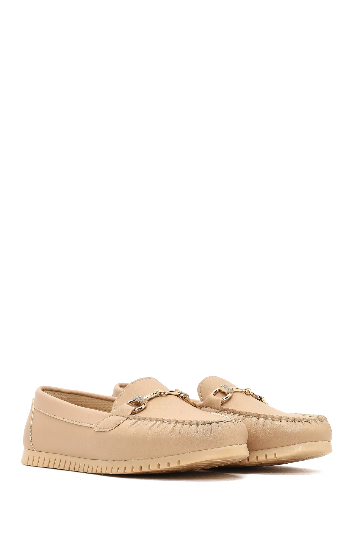 Kadın Bej Tokalı Loafer - Image 3
