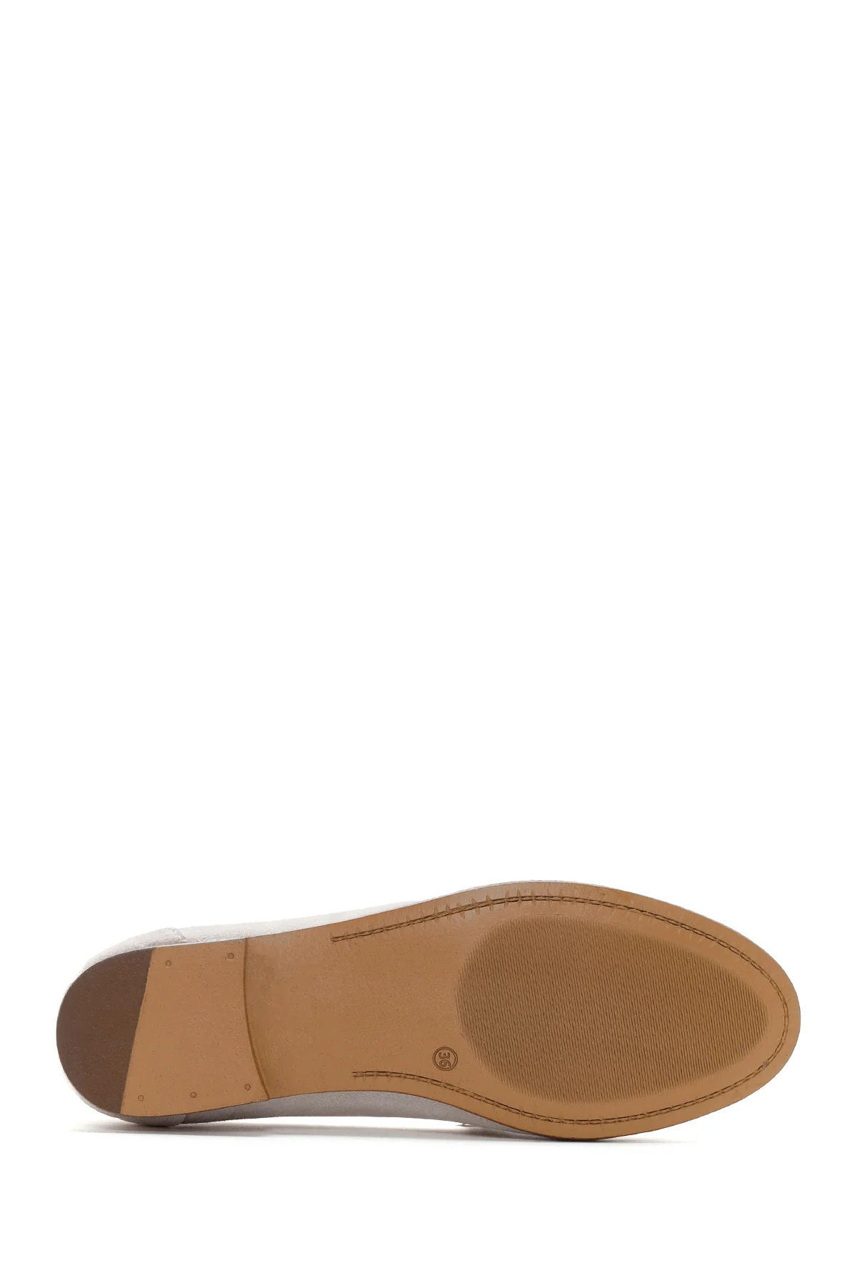 Kadın Bej Tokalı Süet Deri Casual Loafer - Image 4