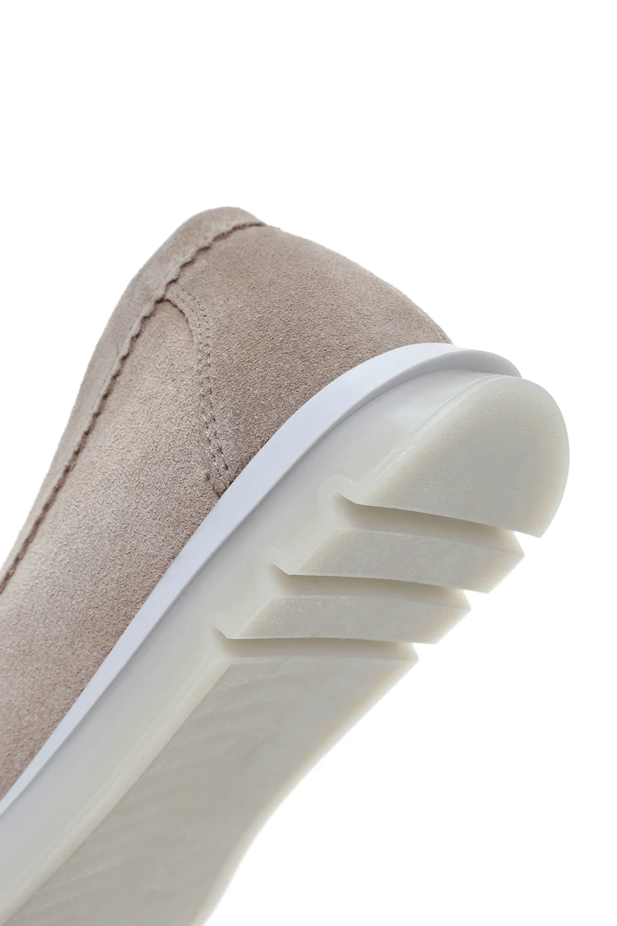 Kadın Bej Tokalı Süet Deri Comfort Loafer - Image 10