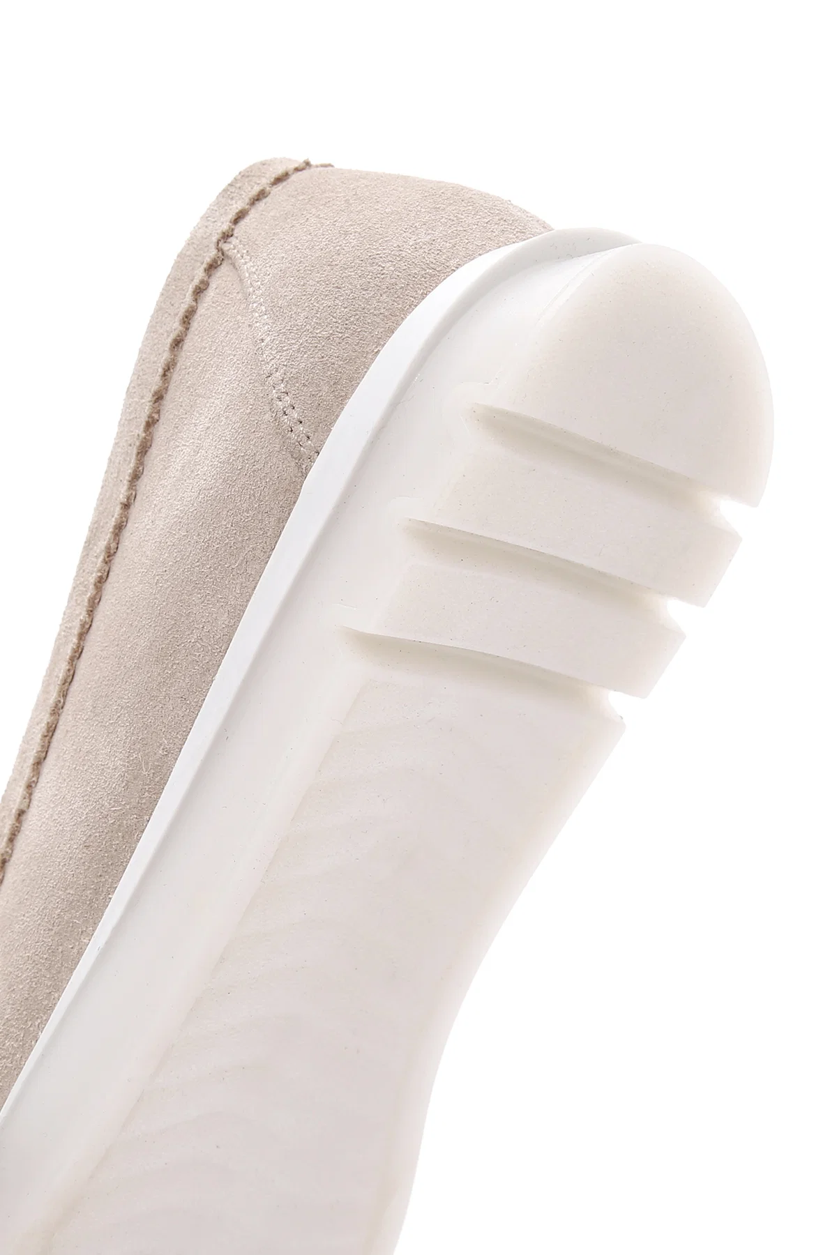 Kadın Bej Tokalı Süet Deri Comfort Loafer - Image 8