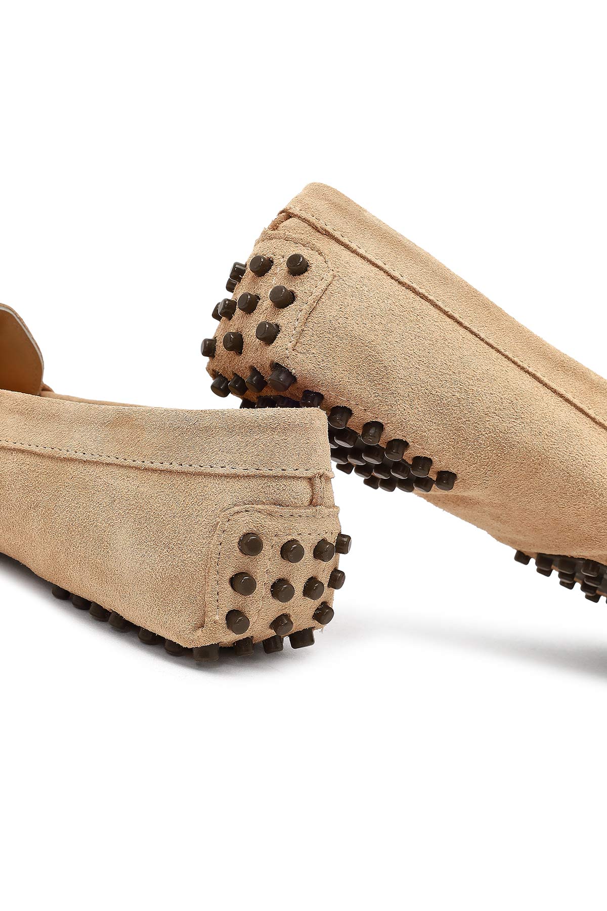 Kadın Bej Tokalı Süet Deri Loafer - Image 11