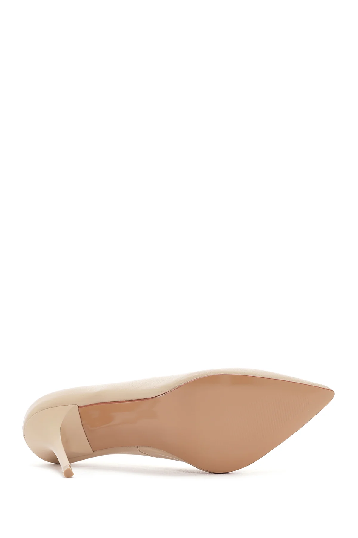 Kadın Bej Topuklu Deri Stiletto - Image 5