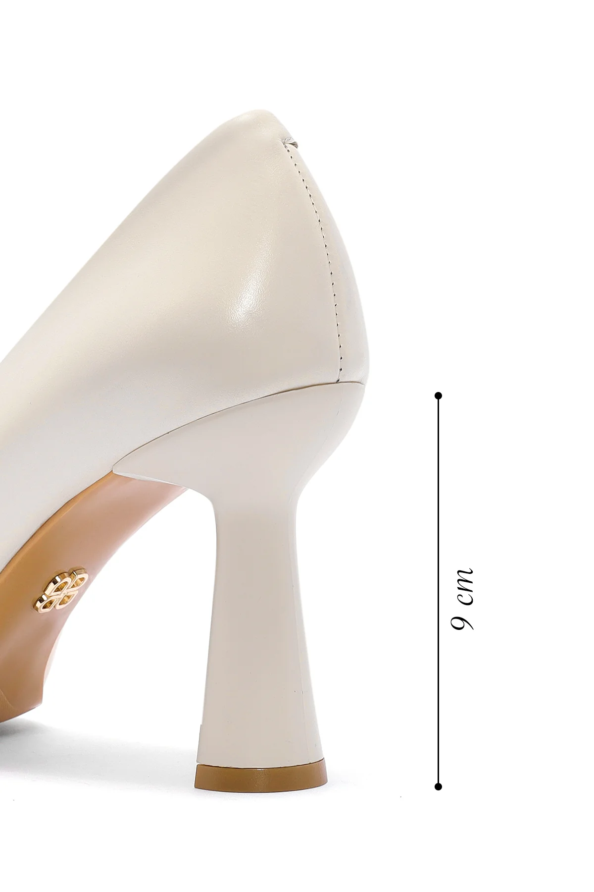 Kadın Bej Topuklu Deri Stiletto - Image 4