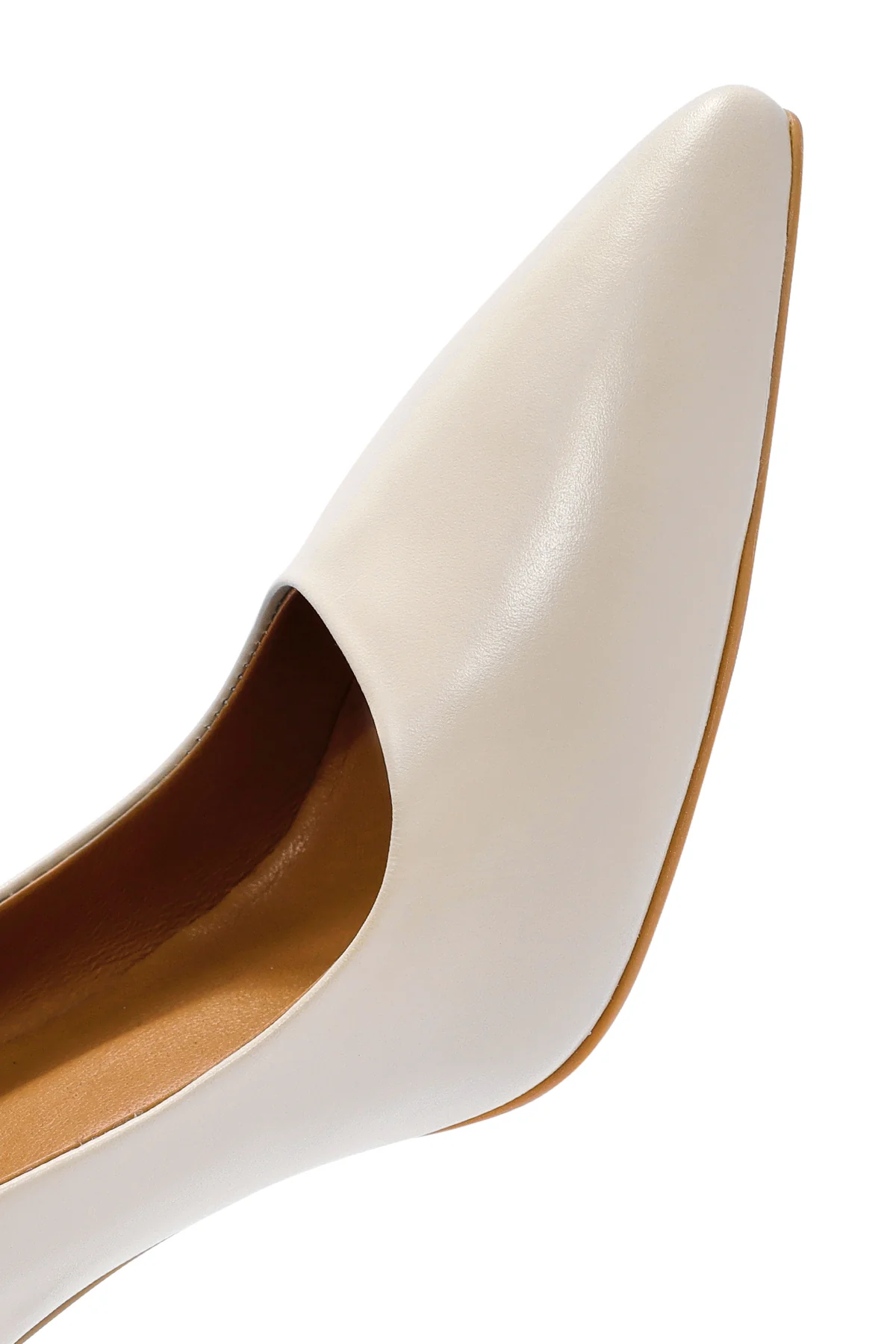 Kadın Bej Topuklu Deri Stiletto - Image 9