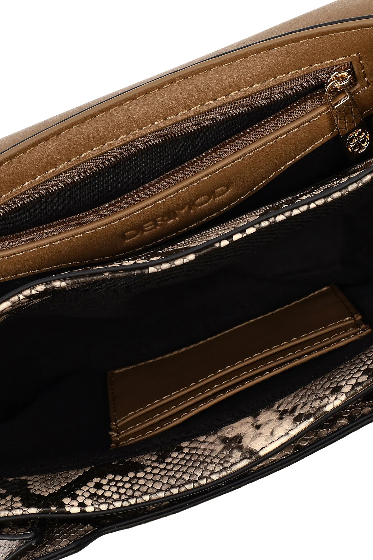 Kadın Bej Uzun Askılı Desenli Çapraz Çanta - Image 11