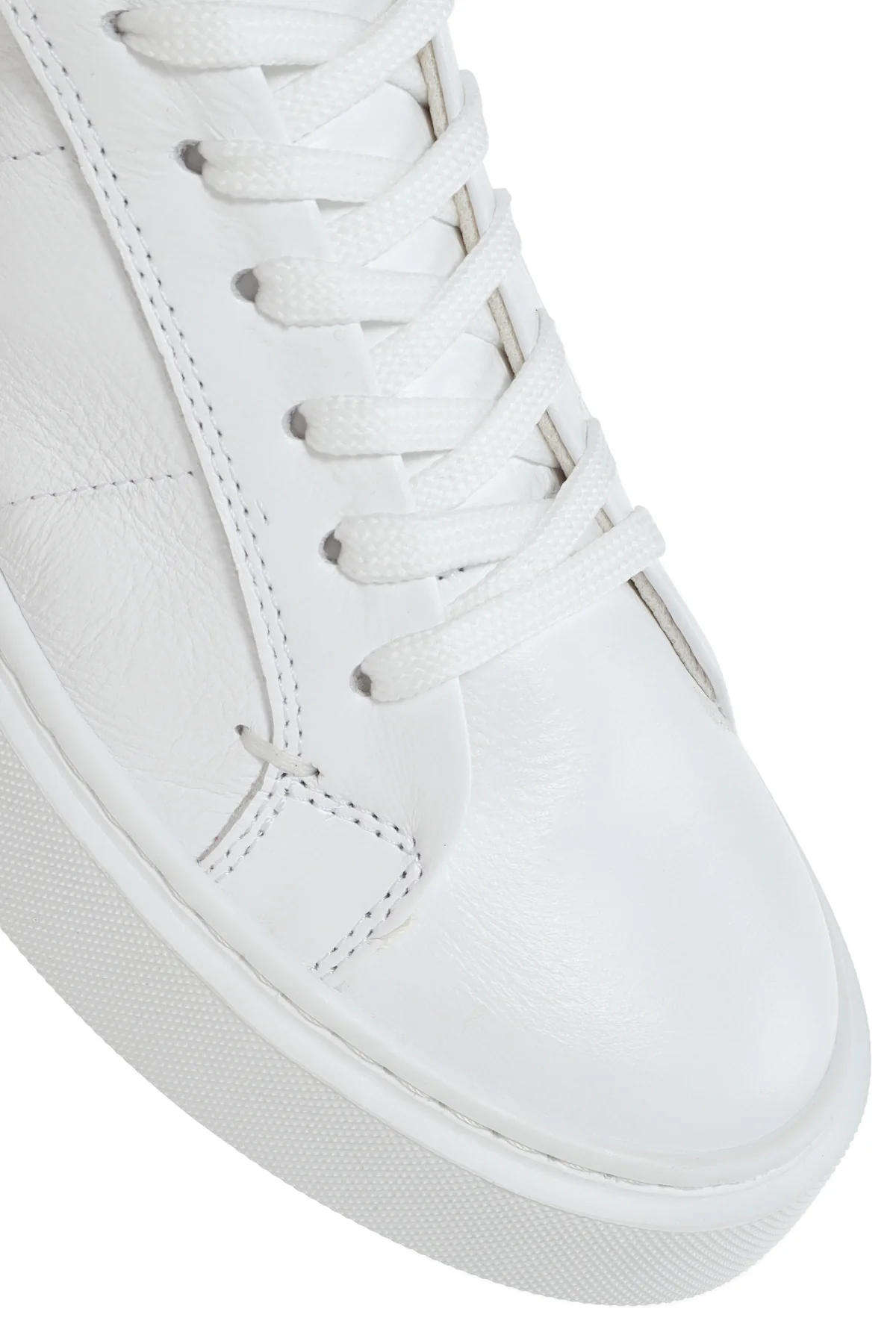 Kadın Beyaz Bağcıklı Aksesuar Detaylı Deri Sneaker - Image 11