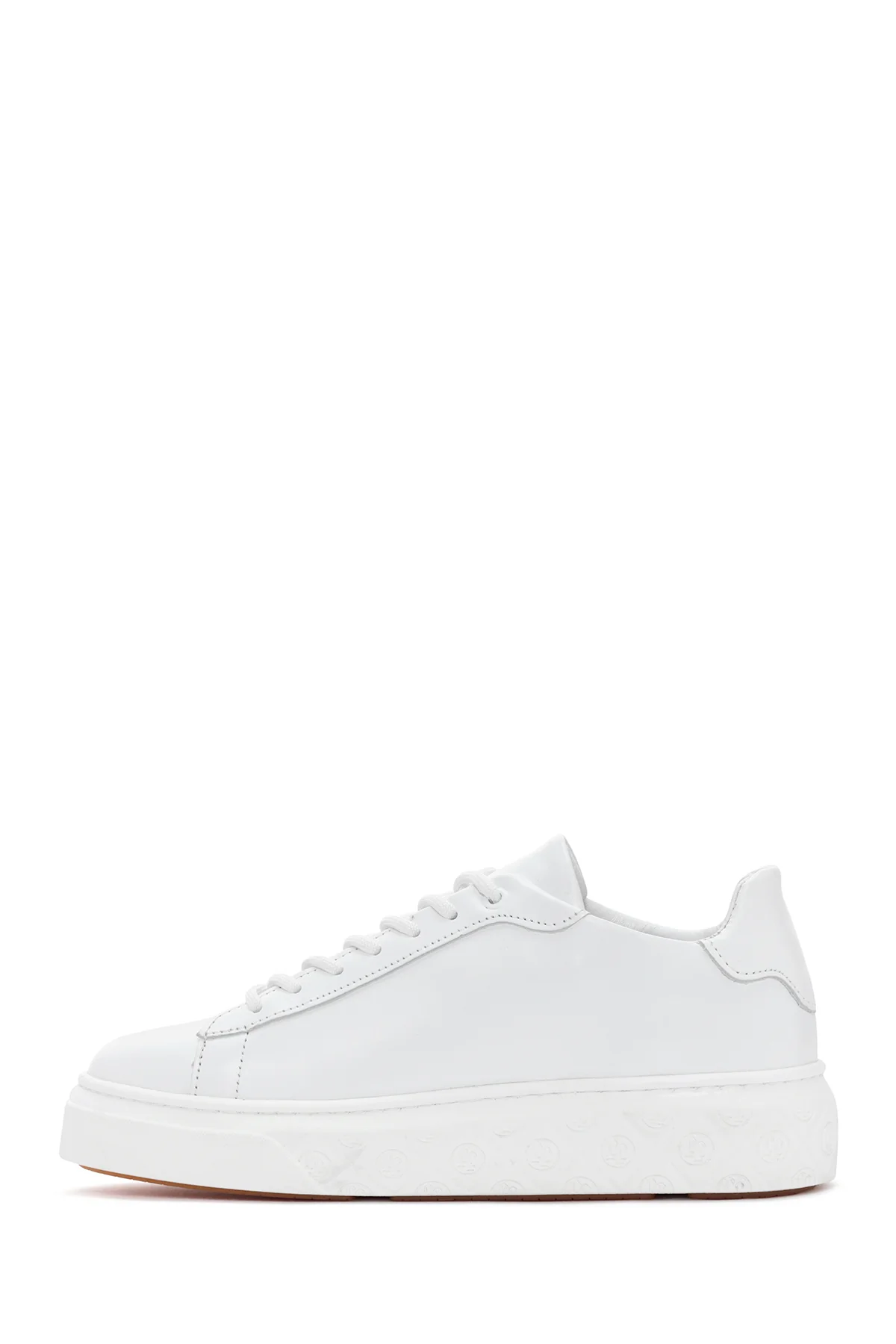 Kadın Beyaz Bağcıklı Deri Sneaker - Image 2