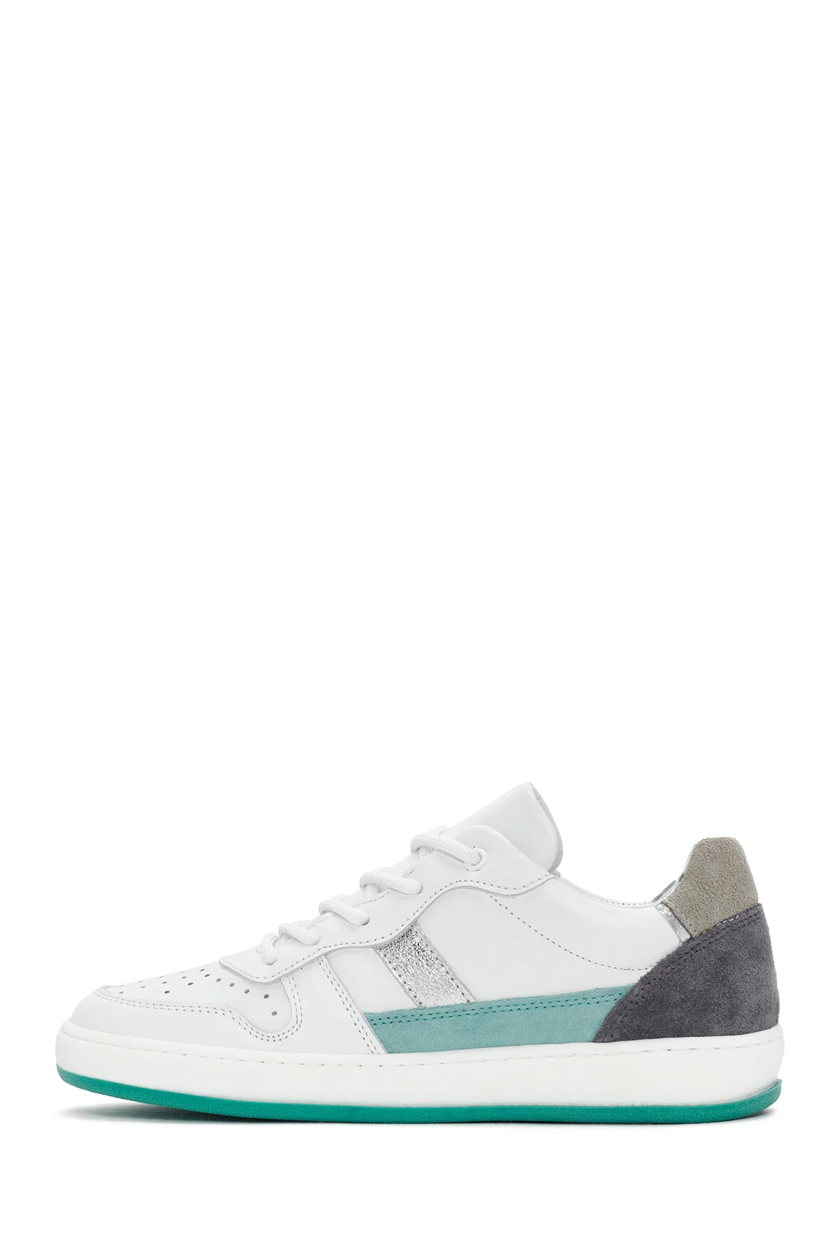 Kadın Beyaz Bağcıklı Deri Sneaker - Image 2