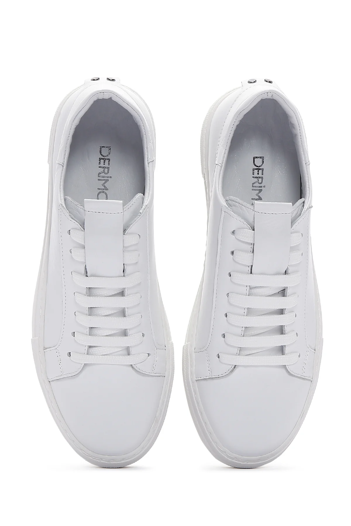 Kadın Beyaz Bağcıklı Deri Sneaker - Image 6