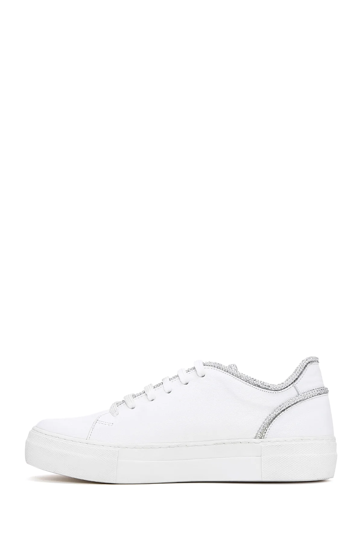 Kadın Beyaz Bağcıklı Deri Sneaker - Image 2