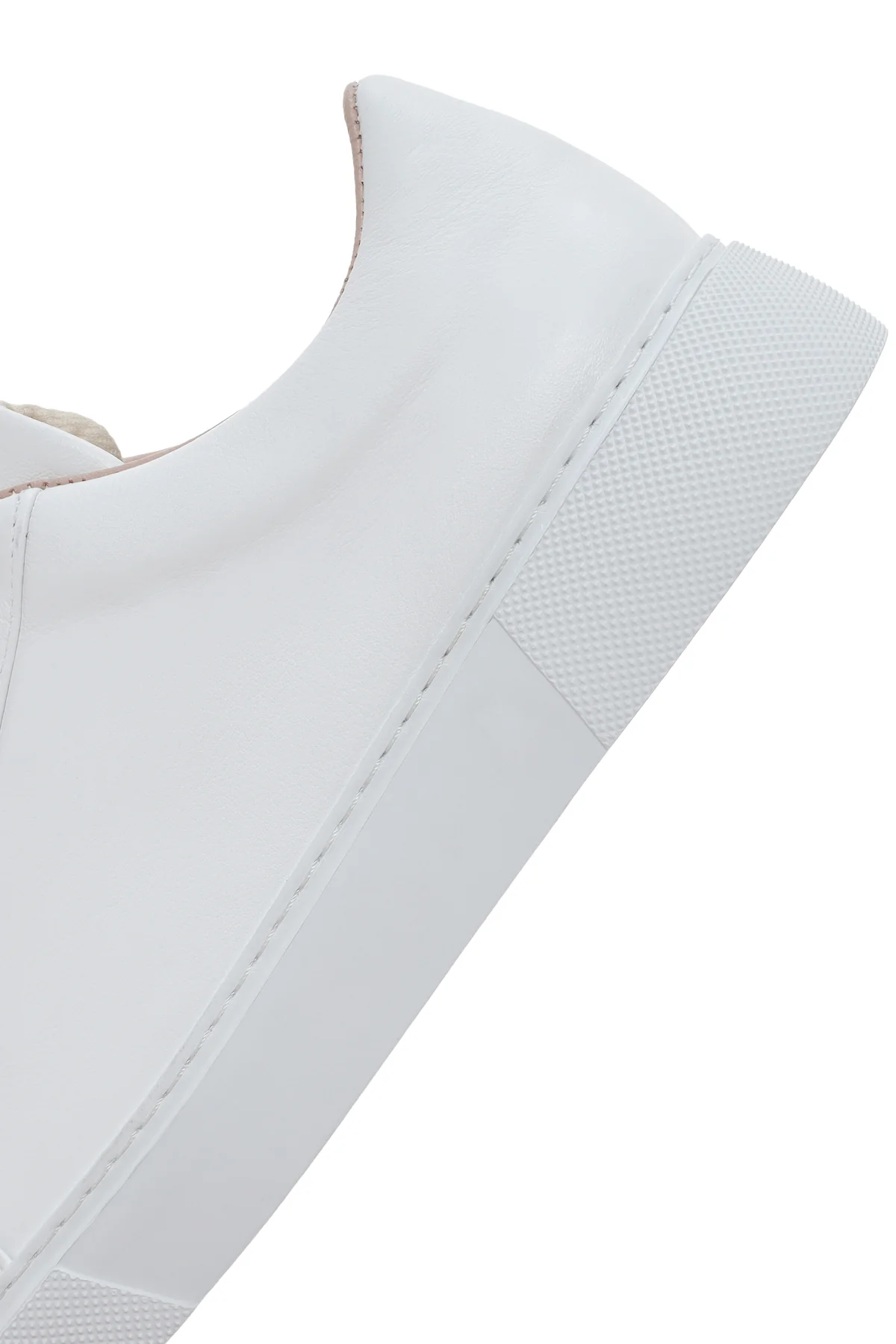 Kadın Beyaz Bağcıklı Deri Sneaker - Image 8