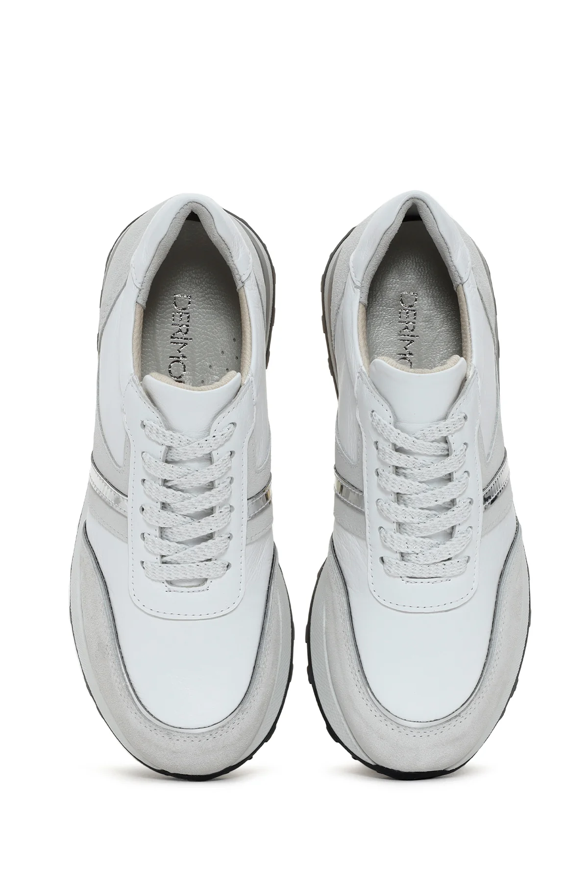 Kadın Beyaz Bağcıklı Deri Sneaker - Image 7