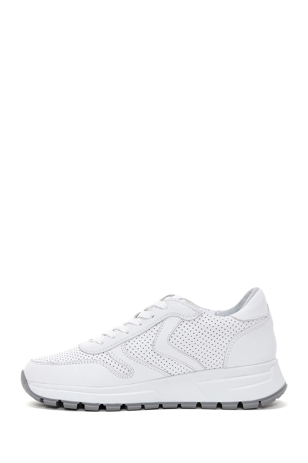 Kadın Beyaz Bağcıklı Deri Sneaker - Image 2