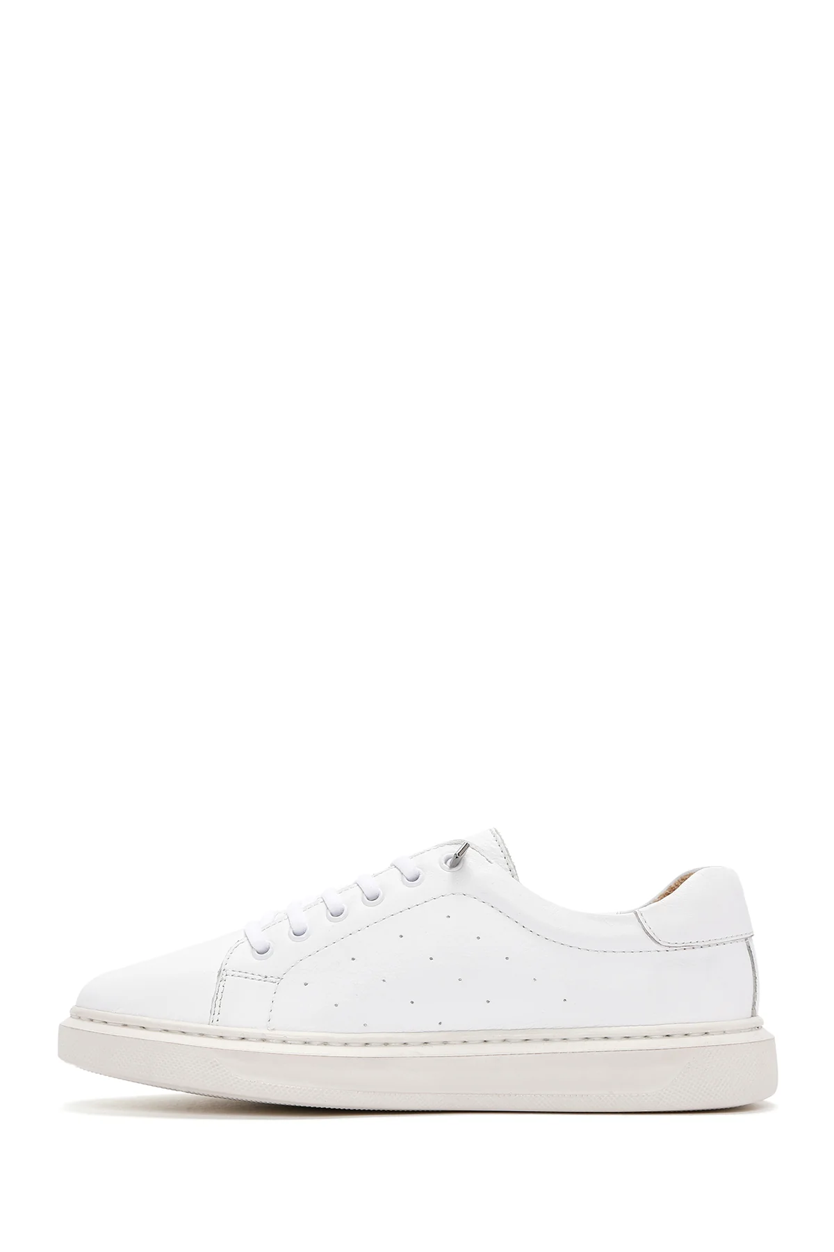 Kadın Beyaz Bağcıklı Deri Sneaker - Image 2
