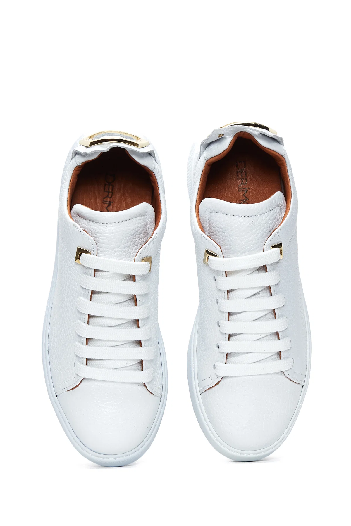 Kadın Beyaz Bağcıklı Deri Sneaker - Image 6