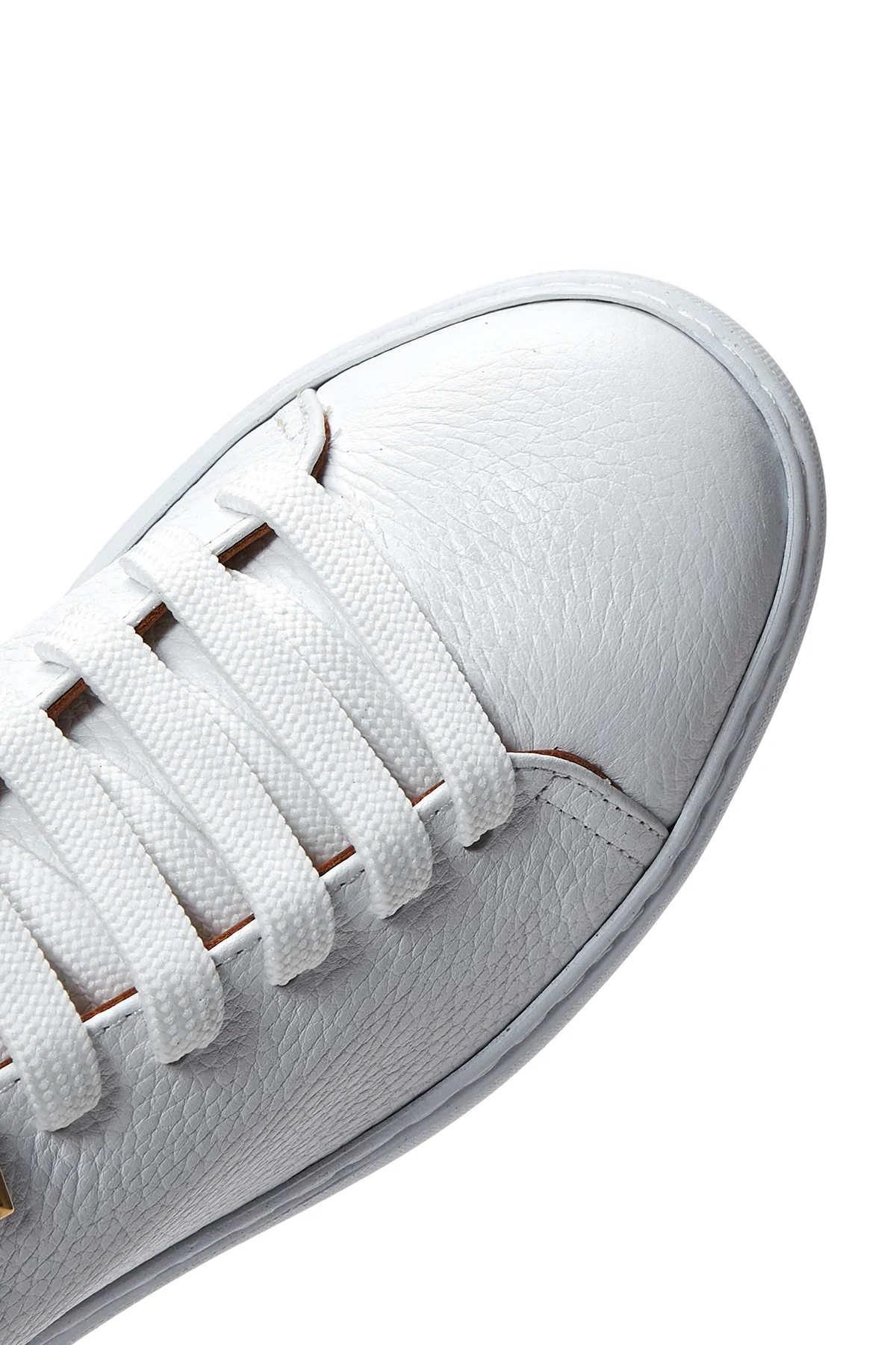 Kadın Beyaz Bağcıklı Deri Sneaker - Image 8