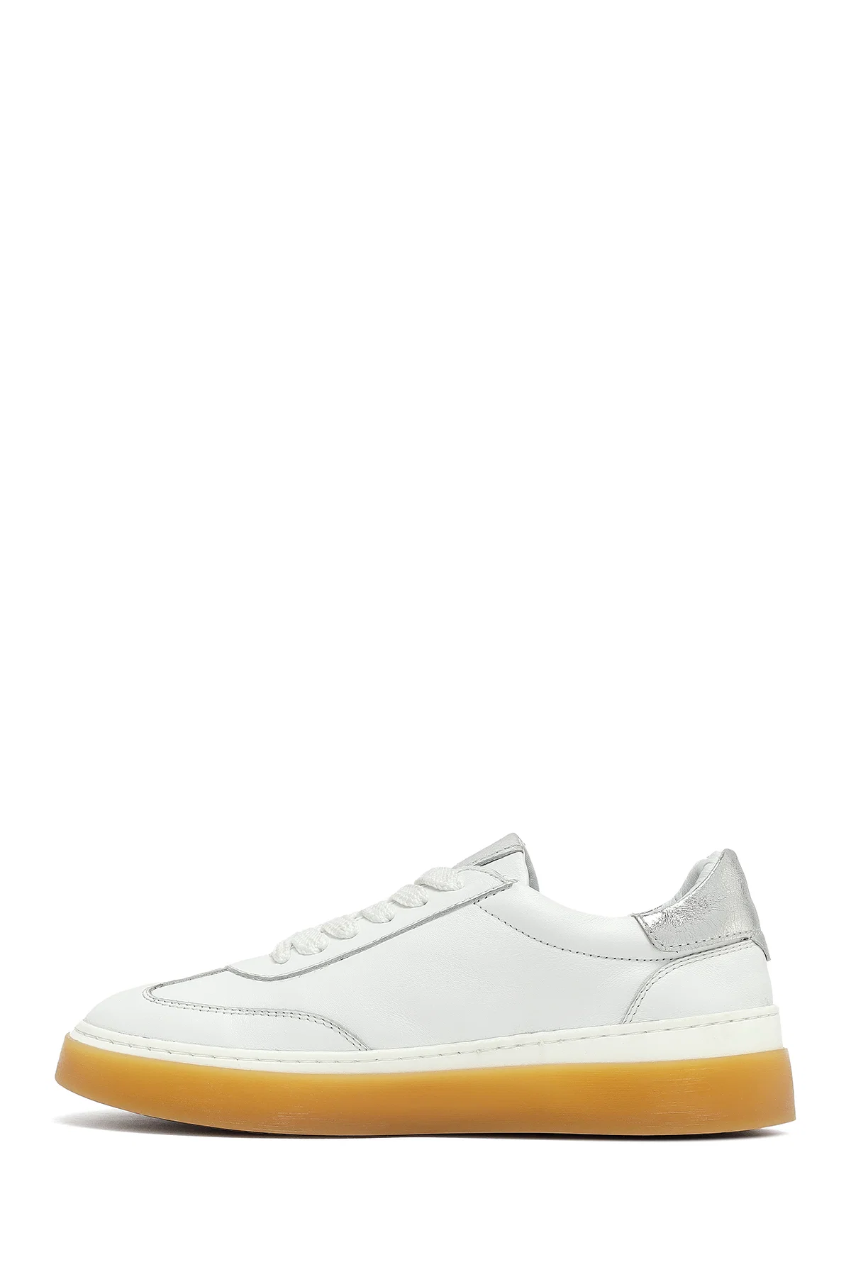 Kadın Beyaz Bağcıklı Deri Sneaker - Image 2