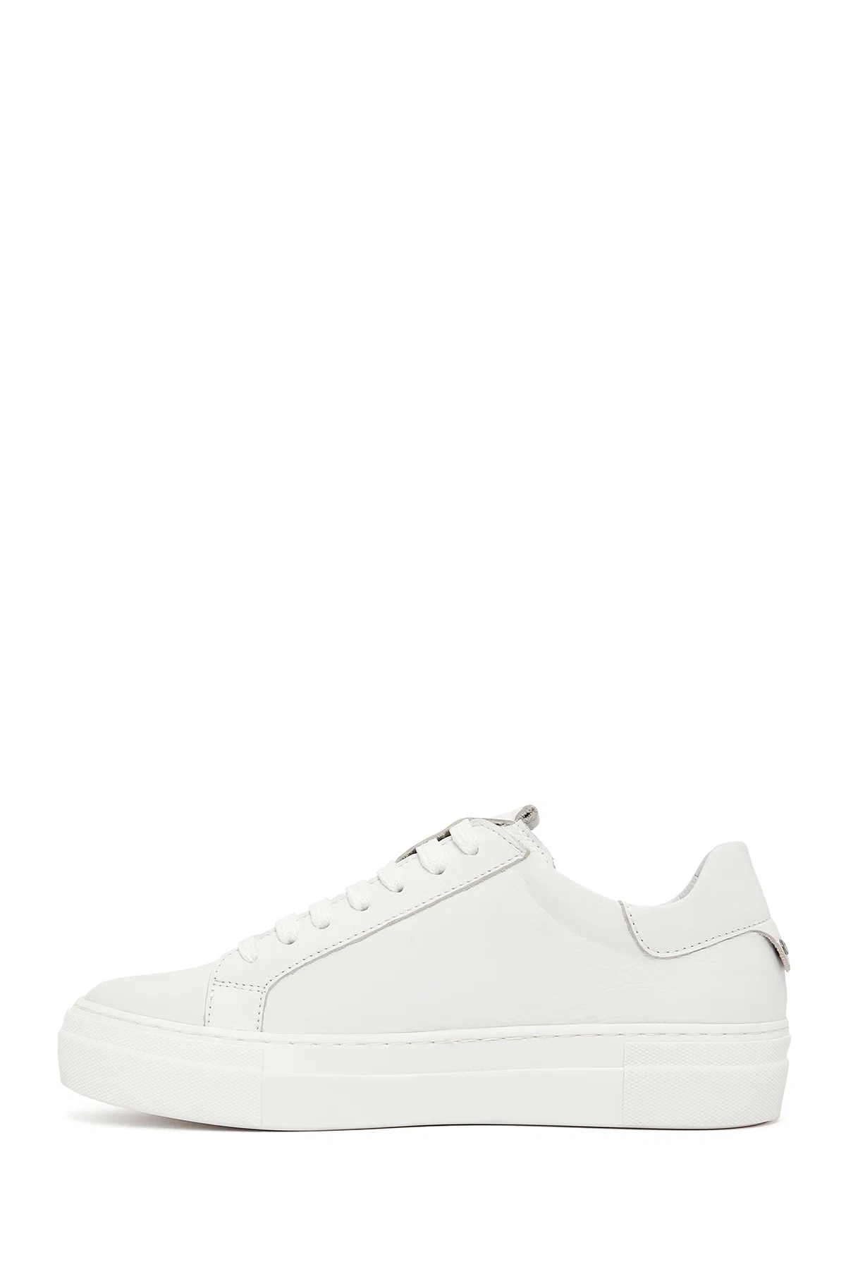 Kadın Beyaz Bağcıklı Deri Sneaker - Image 2