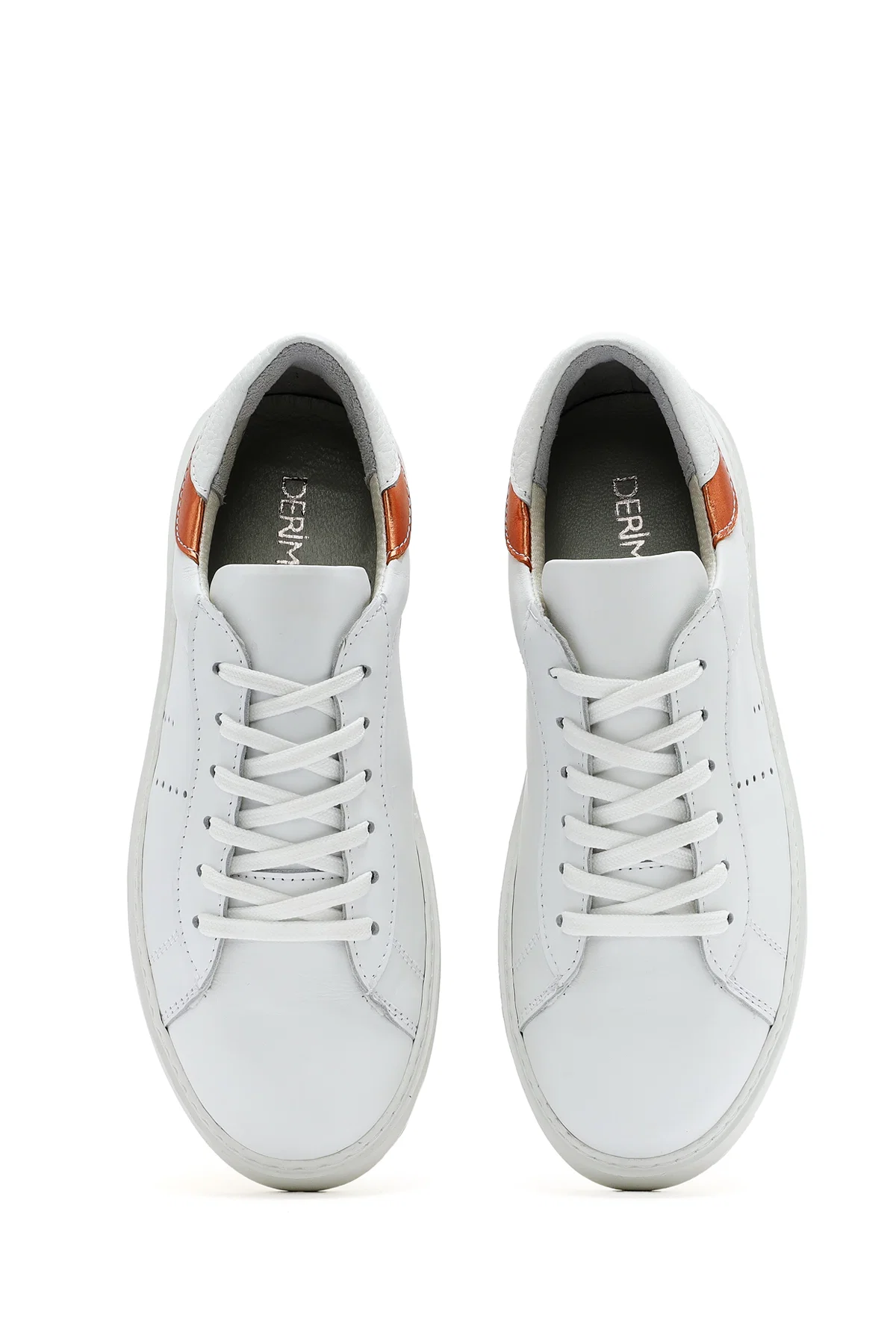 Kadın Beyaz Bağcıklı Deri Sneaker - Image 6