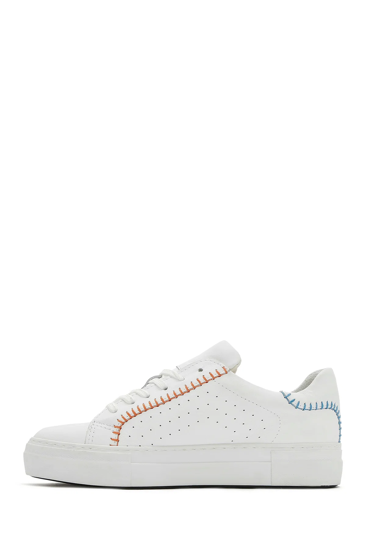 Kadın Beyaz Bağcıklı Deri Sneaker - Image 2