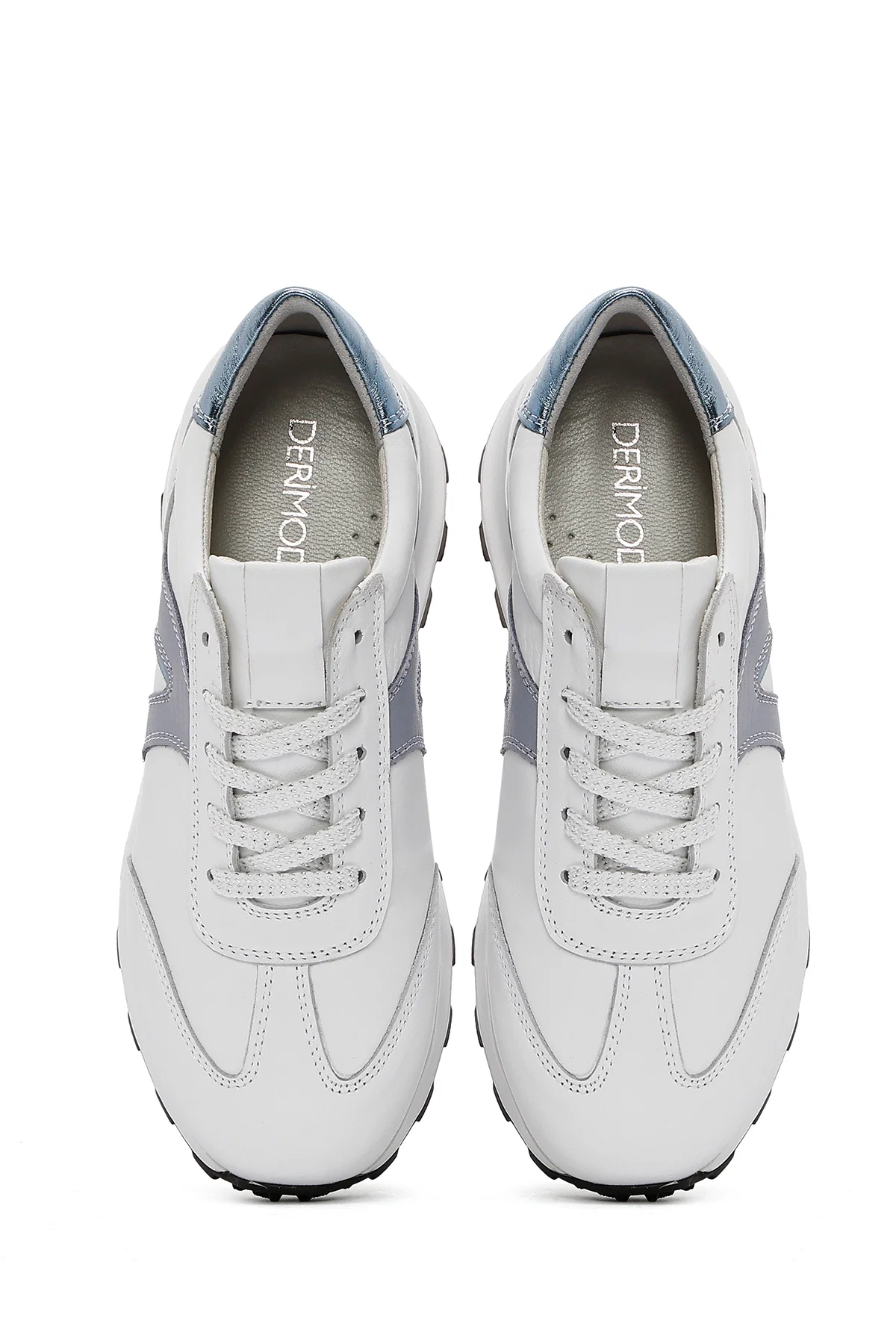 Kadın Beyaz Bağcıklı Deri Sneaker - Image 7