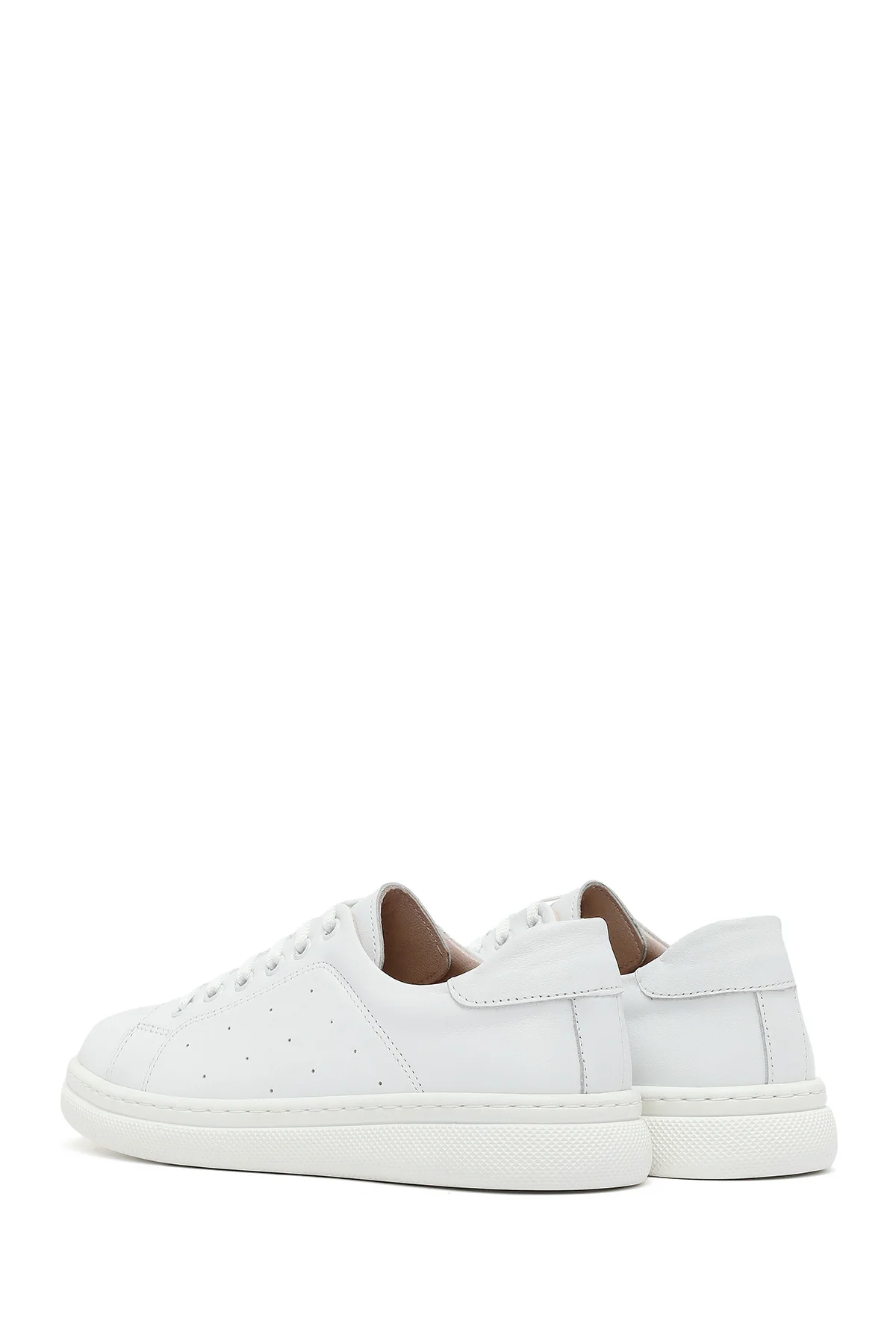 Kadın Beyaz Bağcıklı Deri Sneaker - Image 5