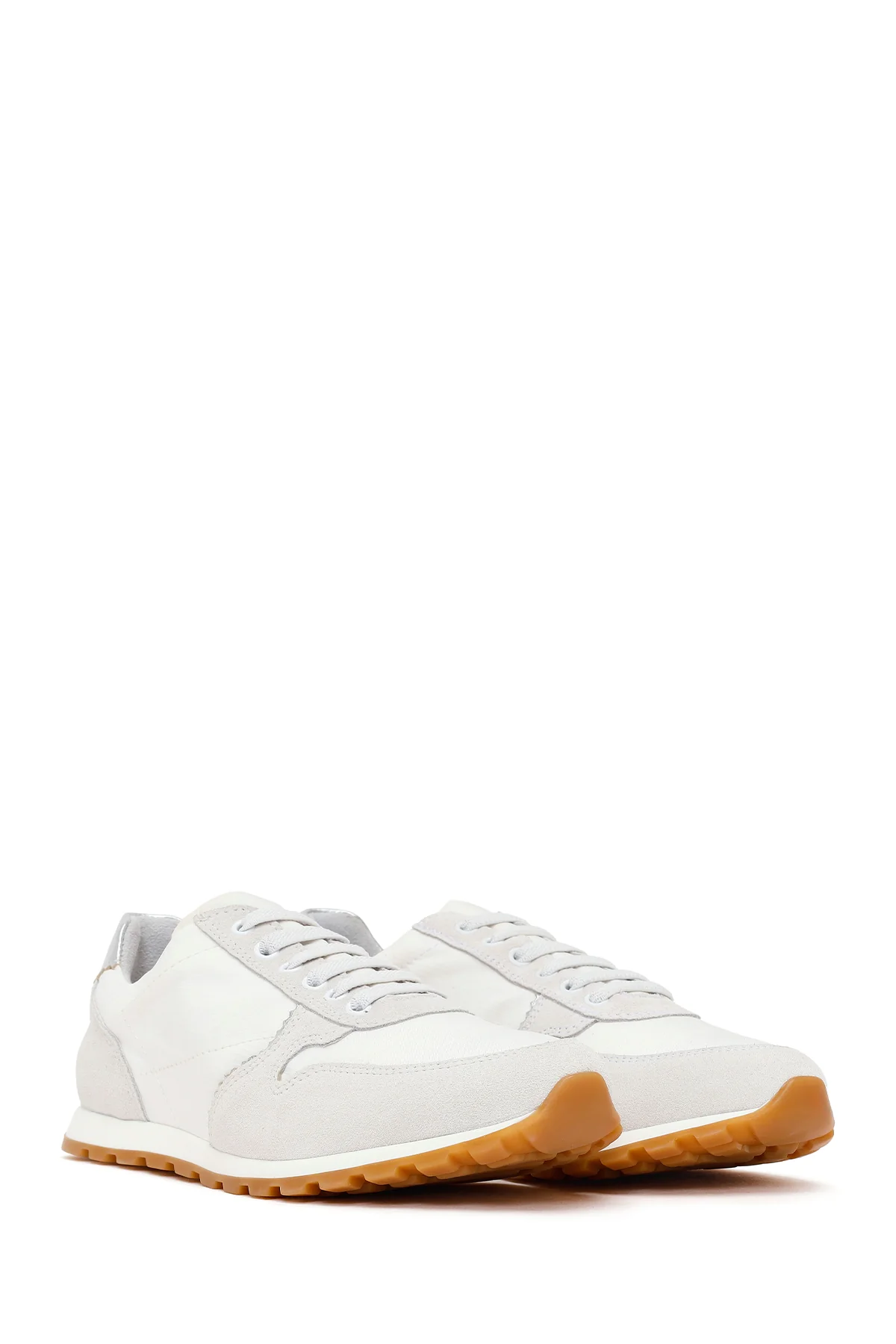 Kadın Beyaz Bağcıklı Deri Sneaker - Image 2