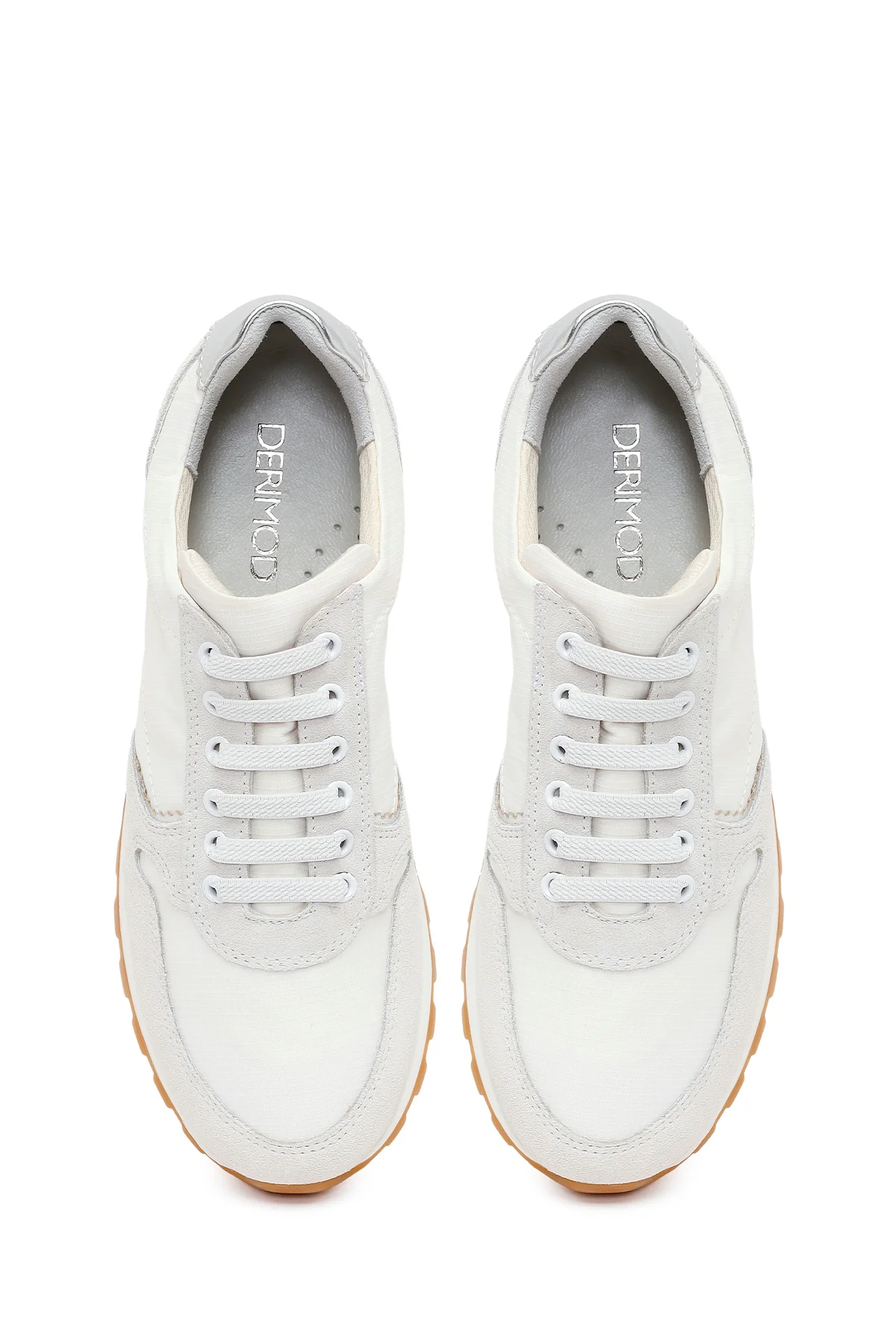 Kadın Beyaz Bağcıklı Deri Sneaker - Image 4