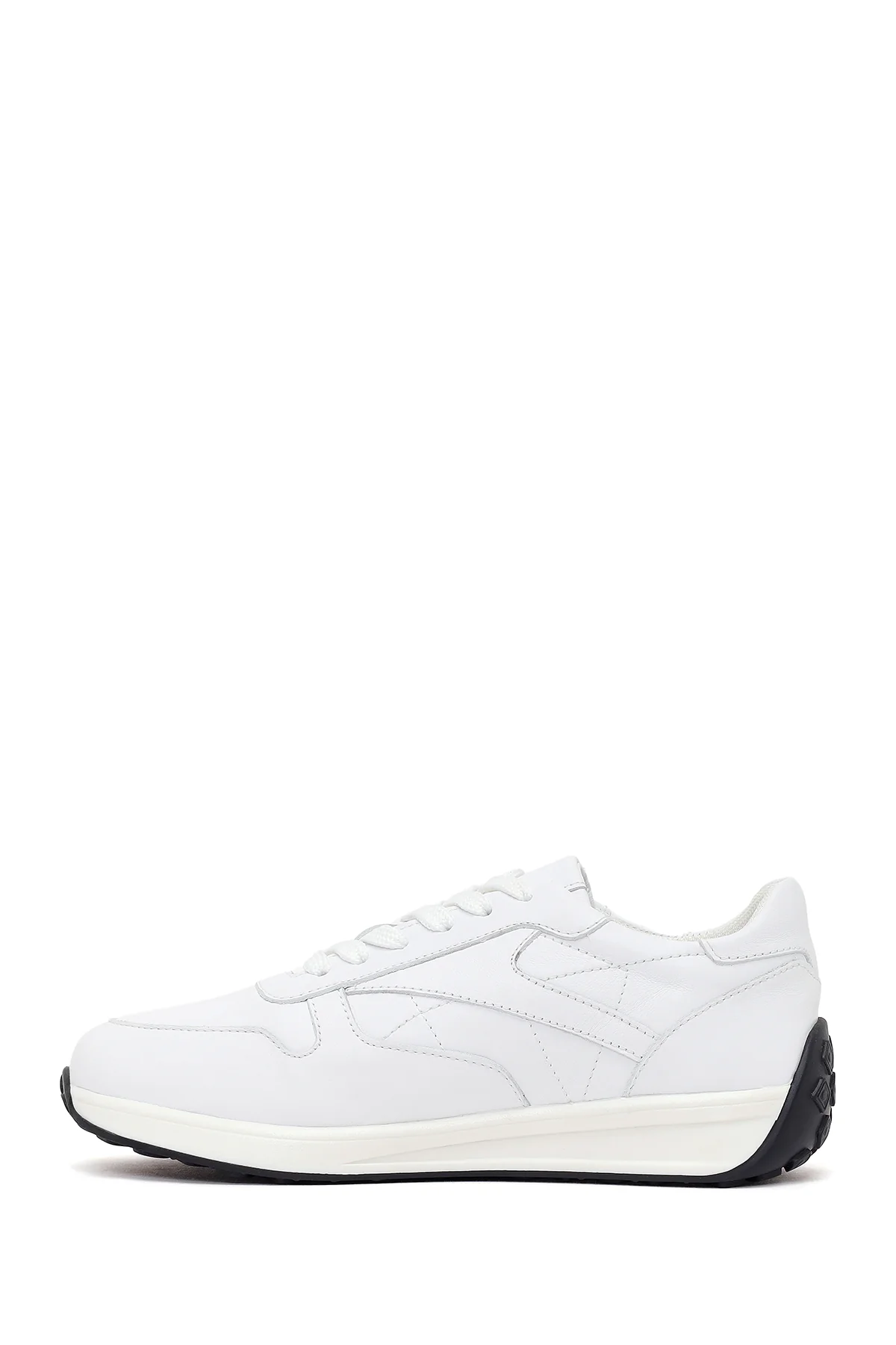 Kadın Beyaz Bağcıklı Deri Sneaker - Image 3