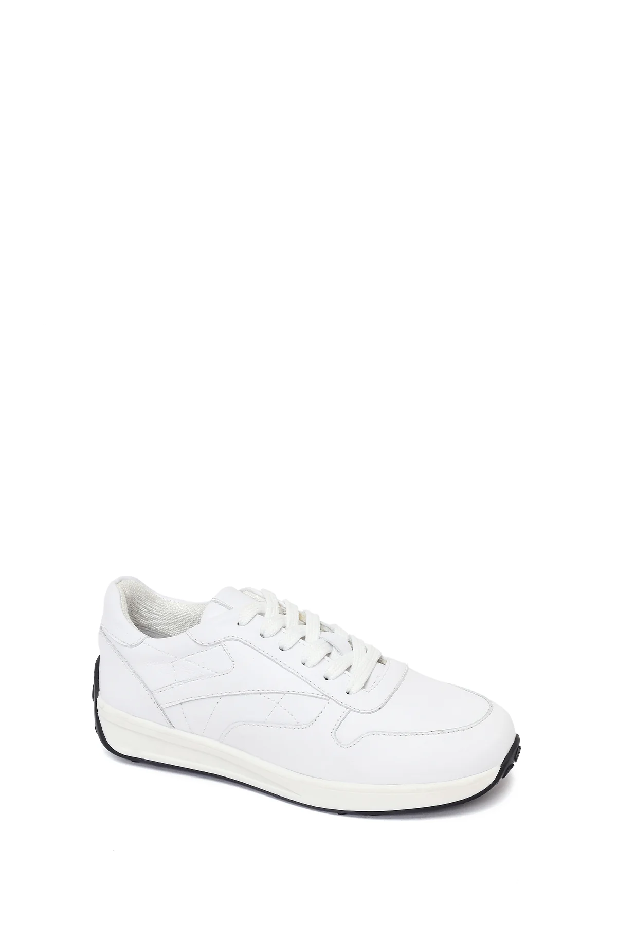 Kadın Beyaz Bağcıklı Deri Sneaker - Image 7