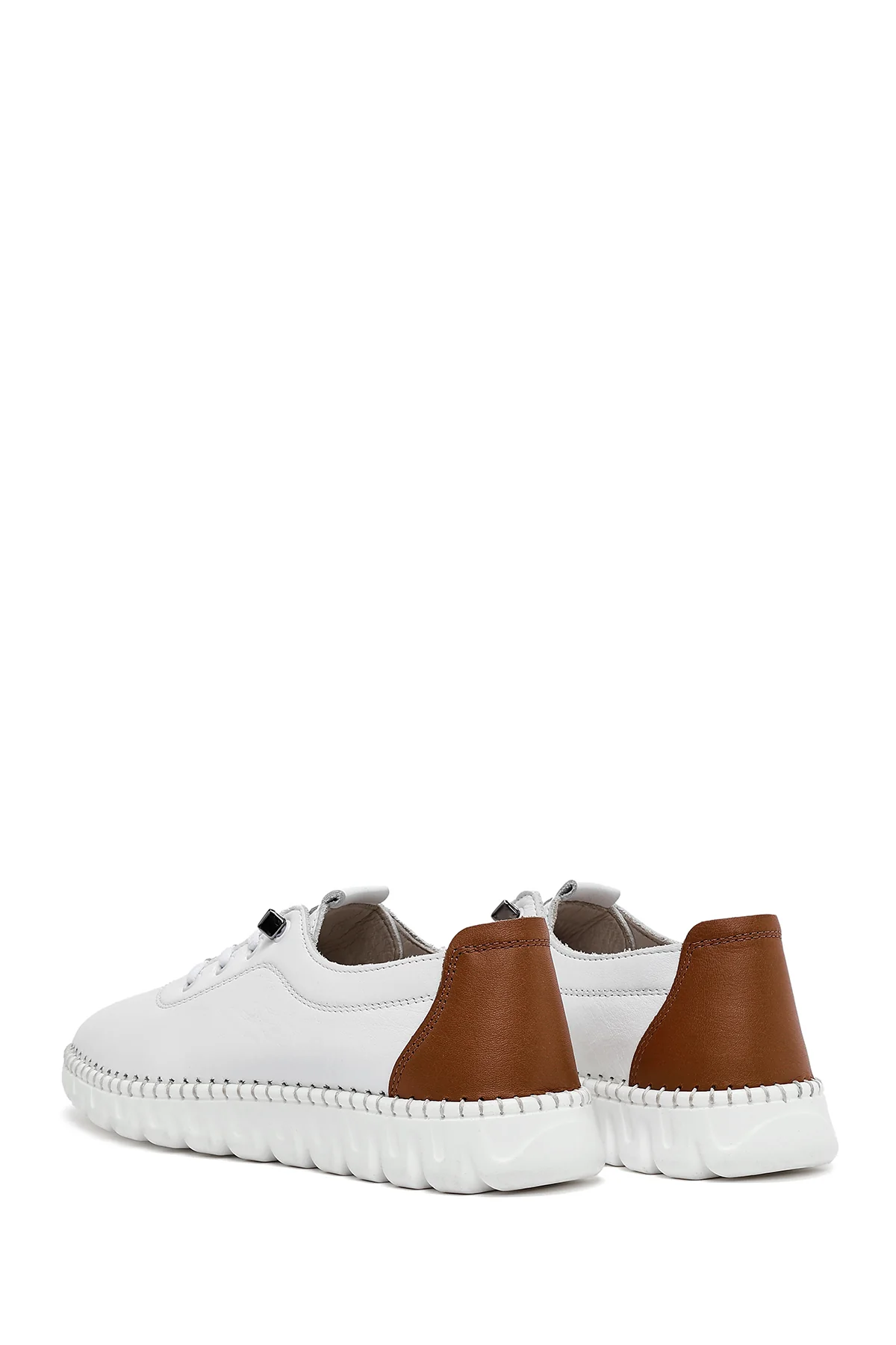 Kadın Beyaz Bağcıklı Deri Sneaker - Image 6