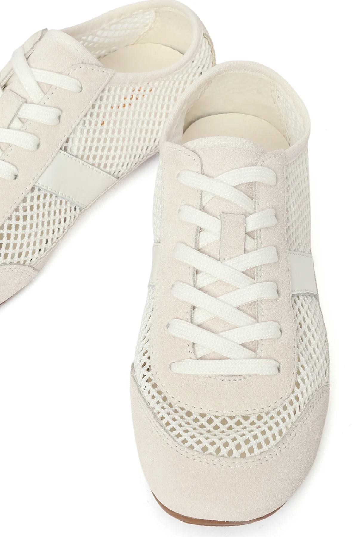 Kadın Beyaz Bağcıklı Fileli Deri Sneaker - Image 10