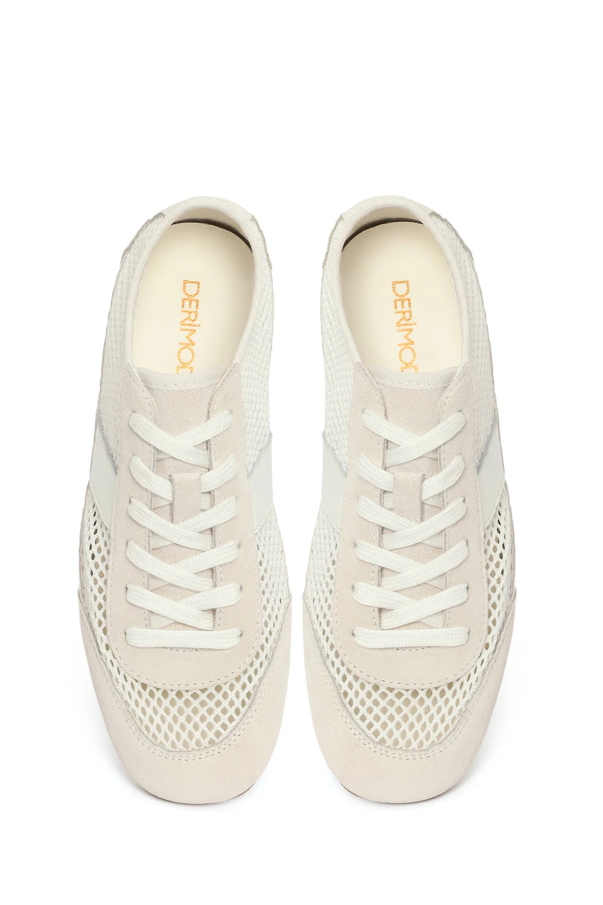 Kadın Beyaz Bağcıklı Fileli Deri Sneaker - Image 4