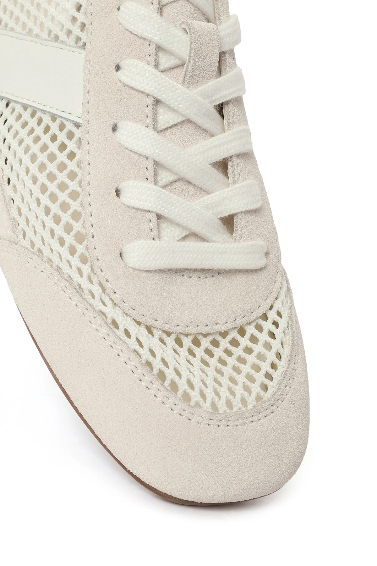Kadın Beyaz Bağcıklı Fileli Deri Sneaker - Image 9